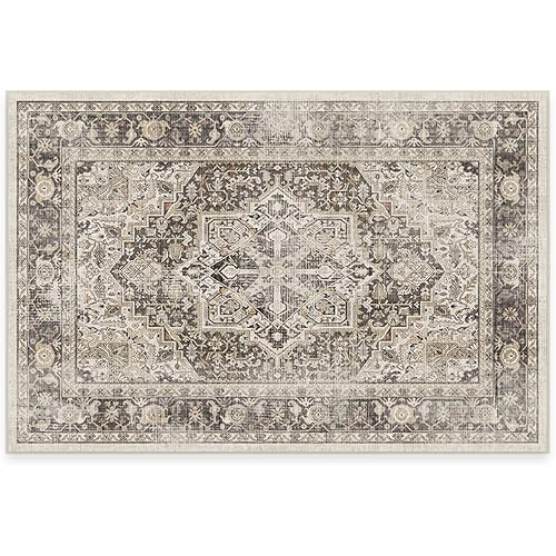 RUGGABLE Washable Vintage Area Rug – Kamran Hazel 2x3, Stain-Resistant, Non-Slip with Standard Pad – Small Machine Washable Rugs for Living Room, Bedroom, Hallway, Entryway & Bathroom