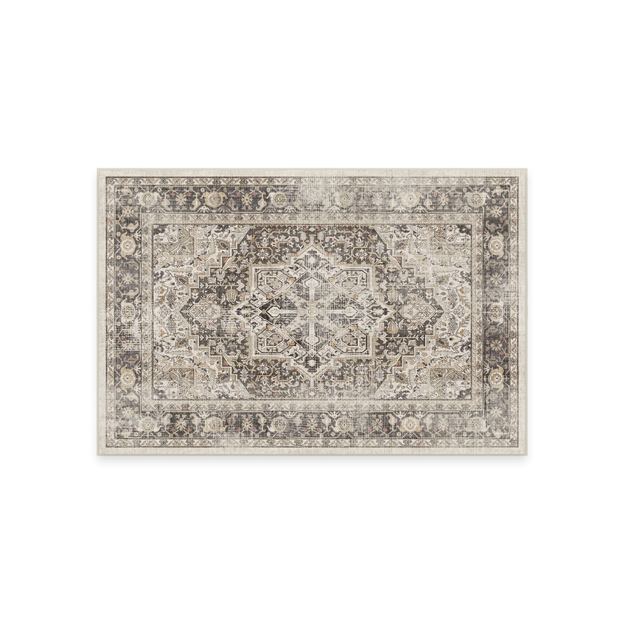RUGGABLE Washable Vintage Area Rug Kamran Hazel 2x3 Stain-Resistant Non-Slip Small Machine Washable Rugs for Living Room Bedroom