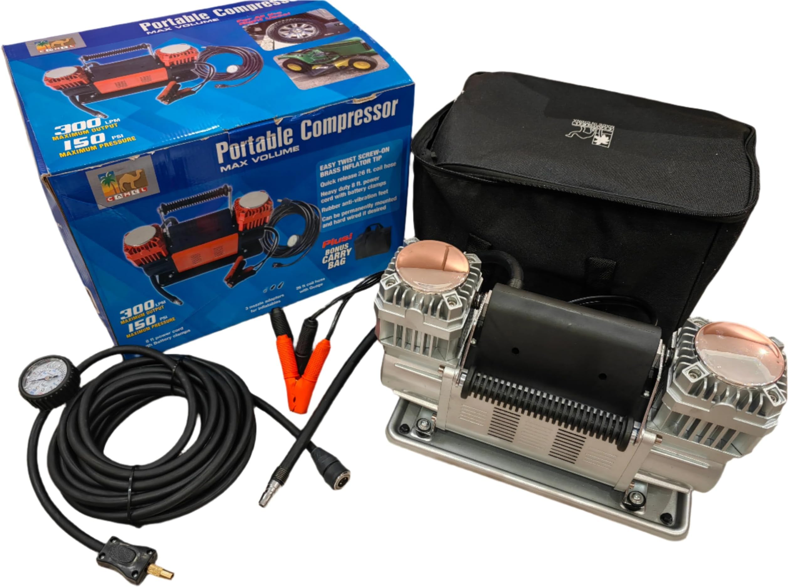 Generic Portable 2 Cylinder Big Compressor 150PSI 300L/min, Dual Cylinder, High Output, High Pressure, Air Compressor, Compressor