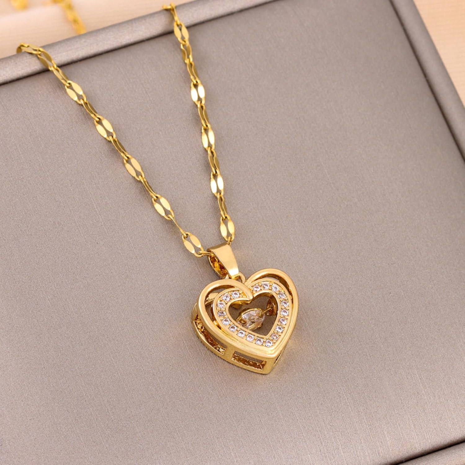 To My Wife Necklace from Husband Gold Heart Necklaces Red Heart Rhinestone Pearl Pendant Necklace for Women Valentines Birthday Anniversary Jewelry I Love You Gifts for Wife - Image 3