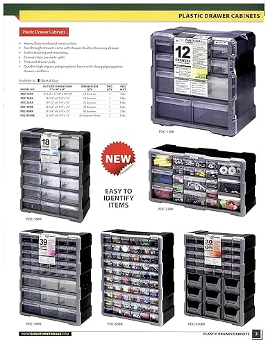 Miniatura 2 de QUANTUM STORAGE SYSTEMS PDC-22BK Organizador de piezas de gabinete con 22 cajones, 10 pulgadas de alto x 20 pulgadas de ancho x 7 pulgadas de