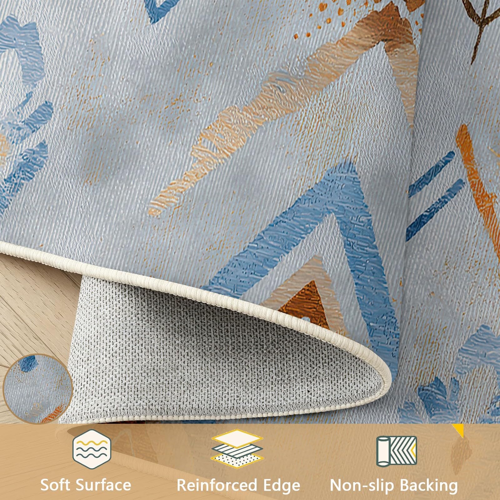 Tapis Entree Interieur 90 x 150 cm Vintage Géométrique Faible Poil Tapis Cuisine Devant Evier Antidérapant et Lavable en Machine Carpet Gris Symbole Symétrique Motif pour Entrée Couloir, Cuisine