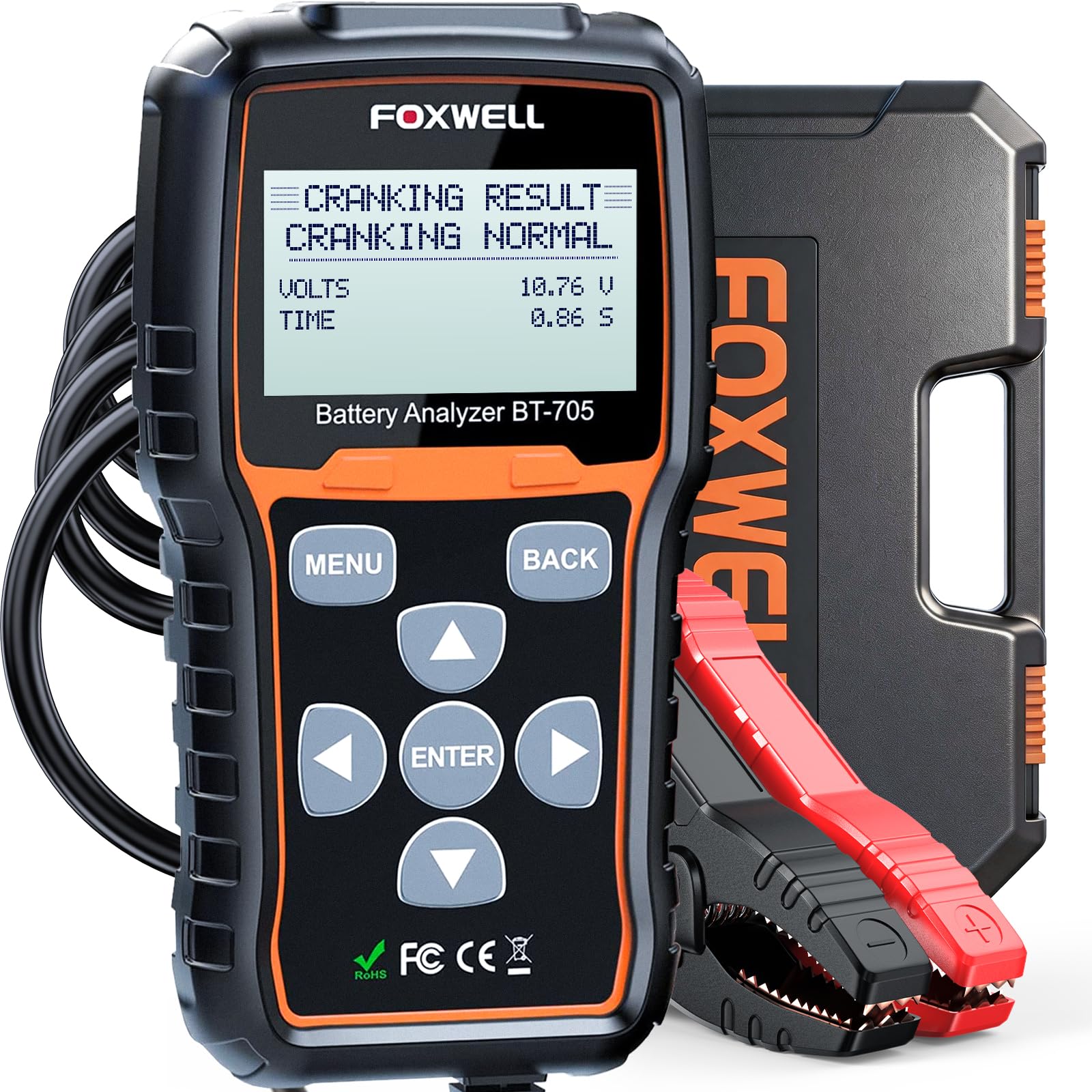 Foxwell Comprobador de batería de Coche, Sistema de Carga, analizador de baterías de Coche y Sistema de Carga/Inicio de 12 V/24 V