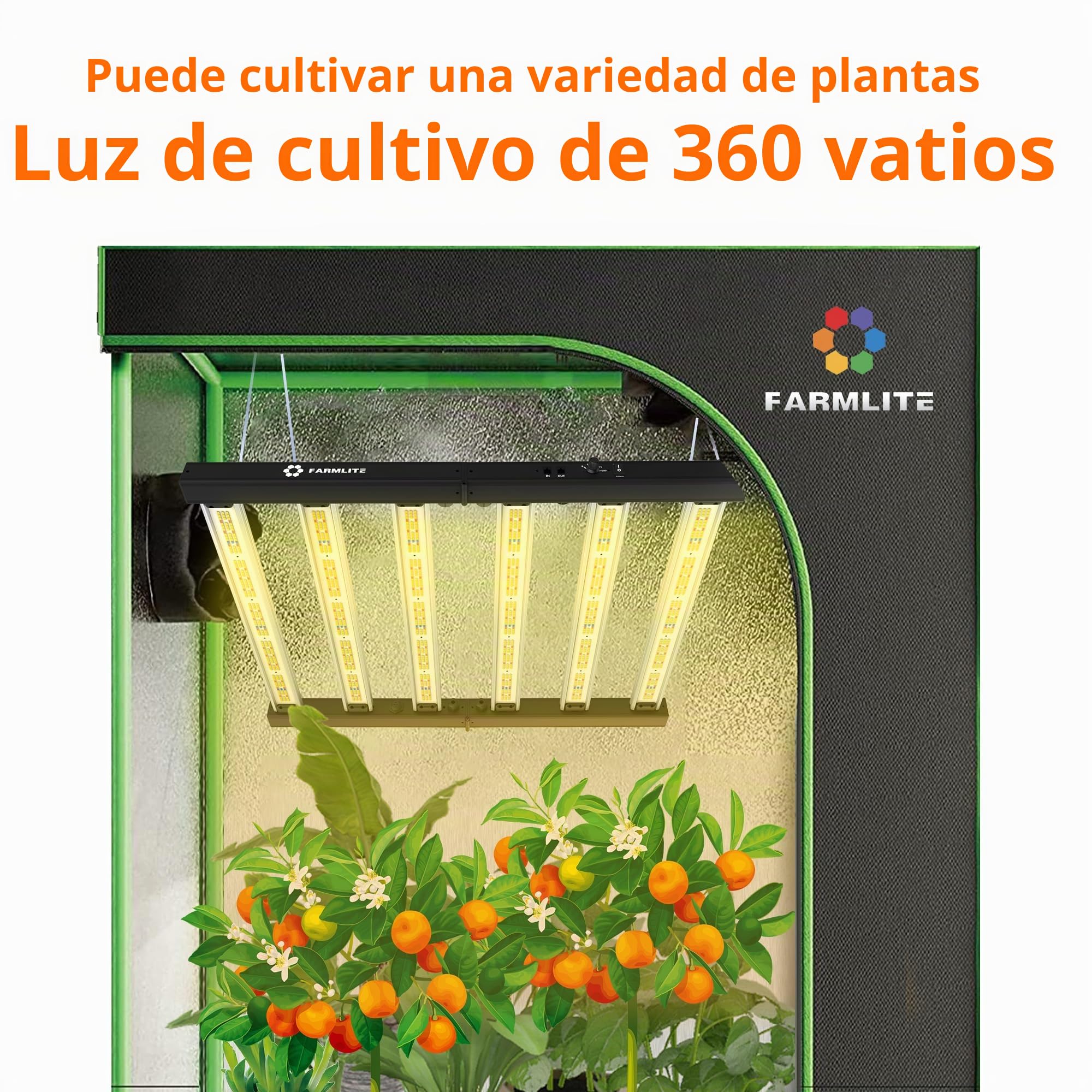 FARMLITE Grow Light Lámpara led para plantas Luz Plantas Interior luz de Cultivo Crecimiento Lámpara de Crecimiento de Plantas Dimmable (360watts)