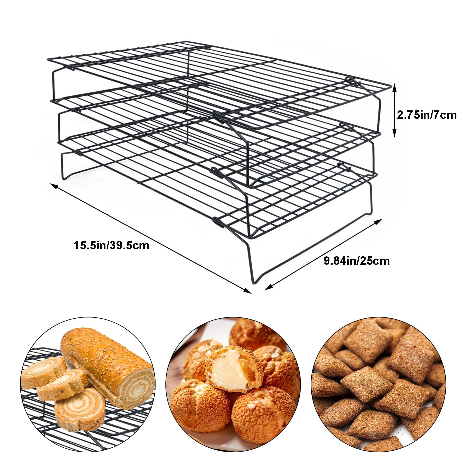 Set 3 Griglie Raffreddamento Dolci 40x25cm - Acciaio Inox Antiaderente Per Forno E Lavastoviglie - Foto 13