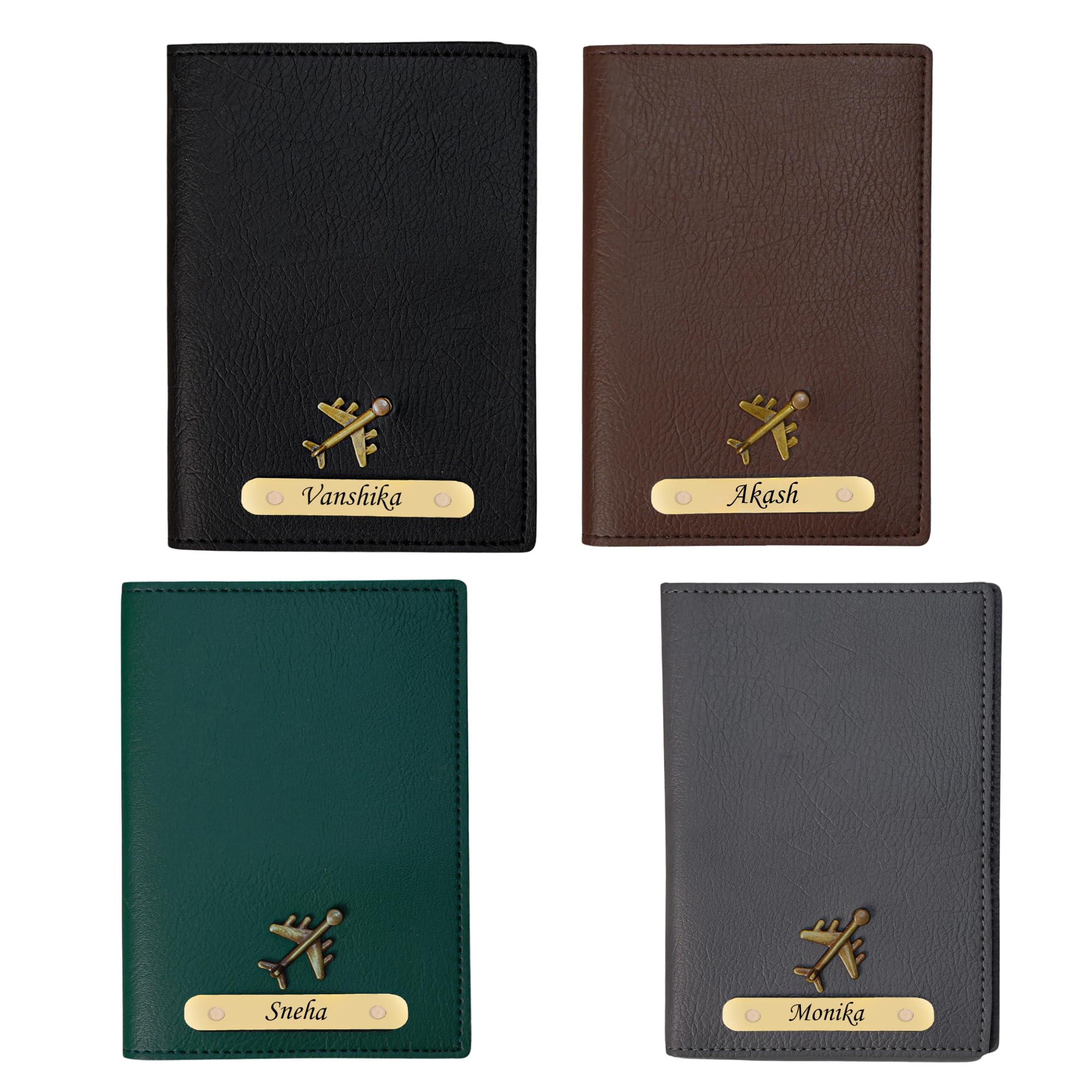 Personalized Leather Name Men/Women Family Passport Cover | Customized Gift Combo for Family (Pack of 4)