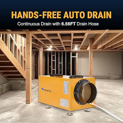 Miniatura 5 de MOUNTO Deshumidificador de espacio de arrastre de 140 PPD - Deshumidificador comercial de sótano con descongelación automática, diseño compacto,