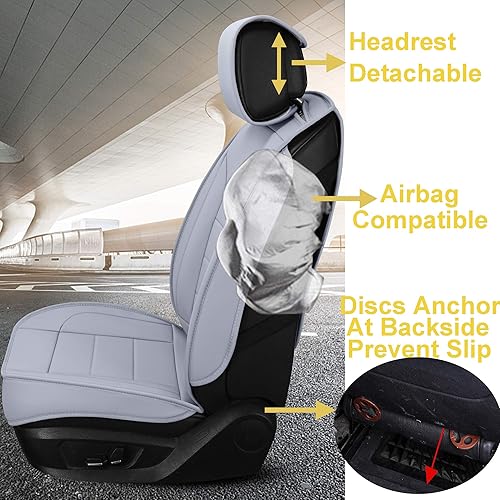 Miniatura 4 de INCH EMPIRE - Funda para asiento de automóvil, resistente al agua, de cuero sintético, para asientos delanteros y traseros, ajuste universal para la