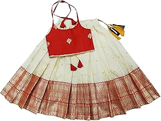 FELIZ THE DESIGNER STUDIO Baby Girls Readymade South Indian Pattu Pavadai Lehenga Choli Set For Kids