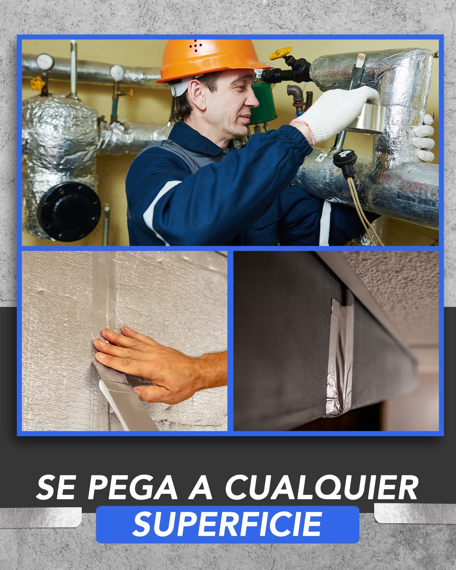 Cinta adhesiva aluminio profesional, 2"x210 pies (70 yd) para HVAC, sellado y reparación de ductos de aire y metal caliente/frío (paquete de 2)