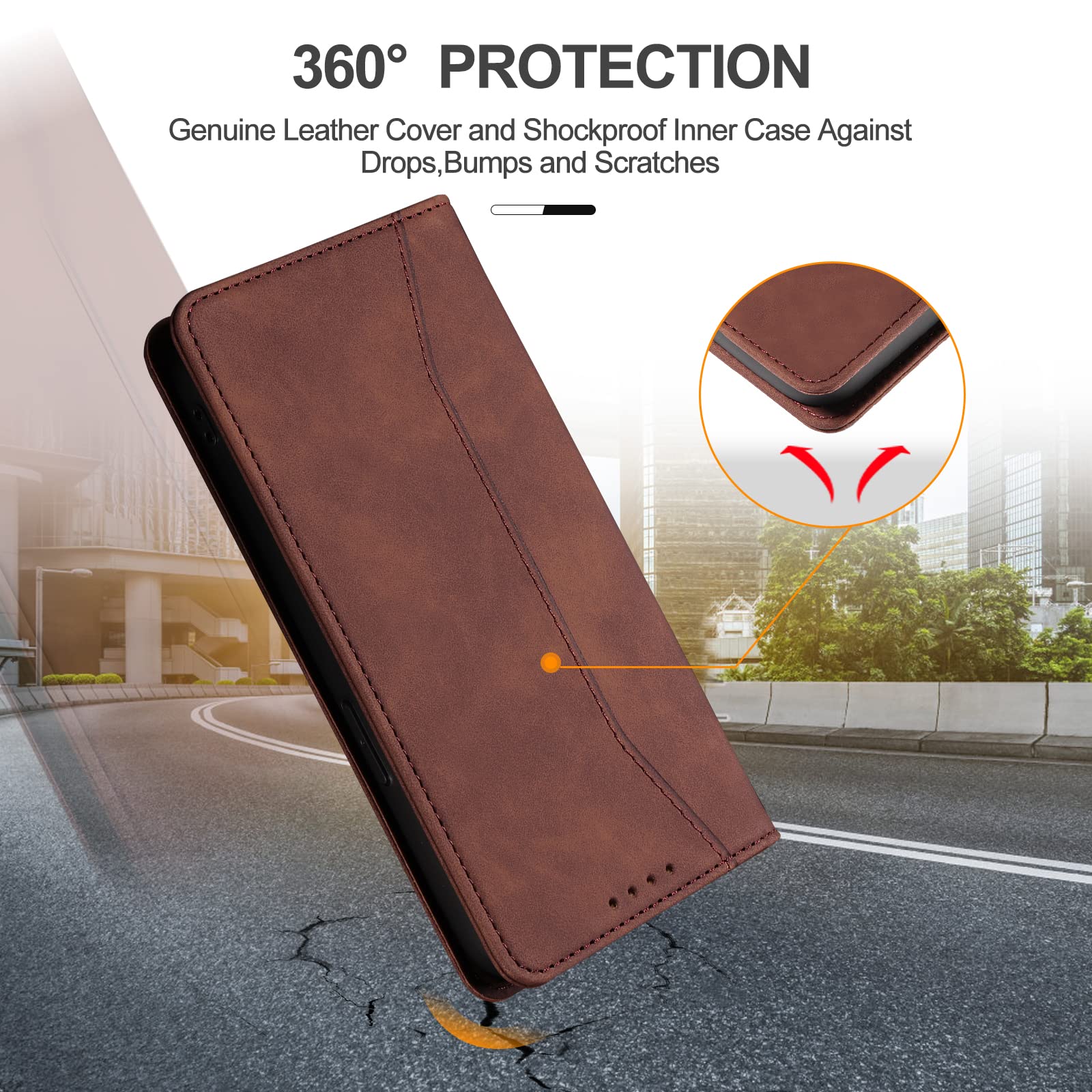 KANVOOS Funda Para Oneplus 10T 5G, Funda Tapa Libro Movil De Cuero