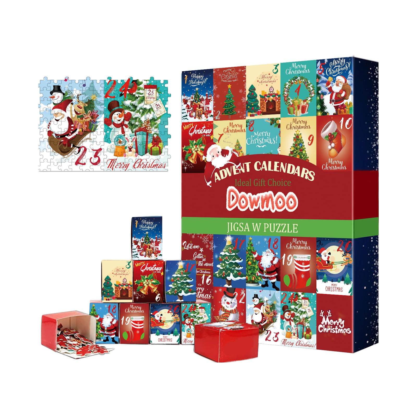 Christmas Advent Calendar 2024 Jigsaw Puzzle, Santa Claus Gifts Puzzle Jigsaw, 24 Boxes Puzzles Surprise Christmas Countdown Calendars, Christmas Gifts Home Decoration Boys For Women Men Kids
