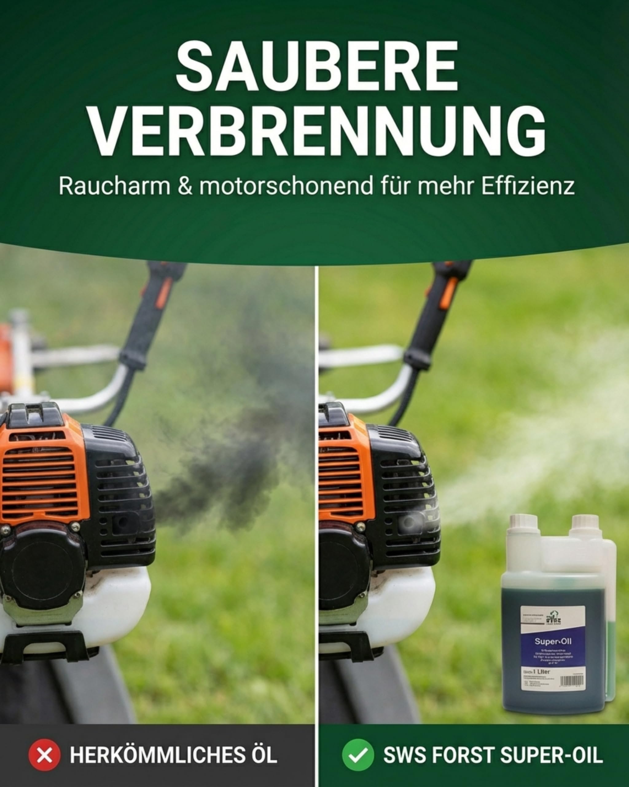SWS Forst Super-Oil 2-Takt Öl (3x 1 liter) - Zweitaktöl für Motoren - 2 Takt Mischöl teilsynthetisch - Leistungsstarkes Mischöl für zuverlässig geschmierte Motoren