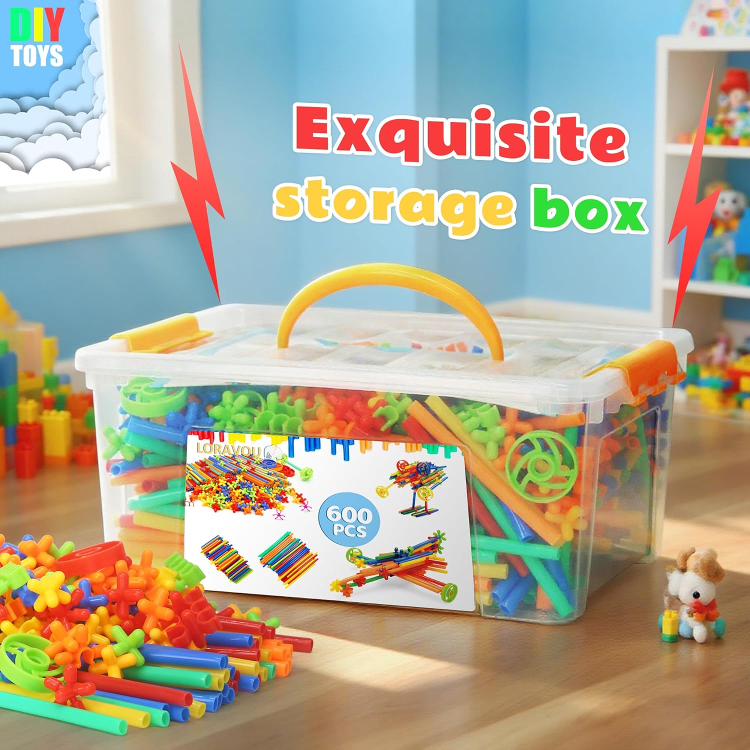 600Pcs STEM Building Toys,Straw Constructor Building Blocks Toy,Develops Motor Skills and Logic Thinking,Classroom Must Haves Creativity Preschool Toy for Kids Aged 3+,Great Gift for Kids