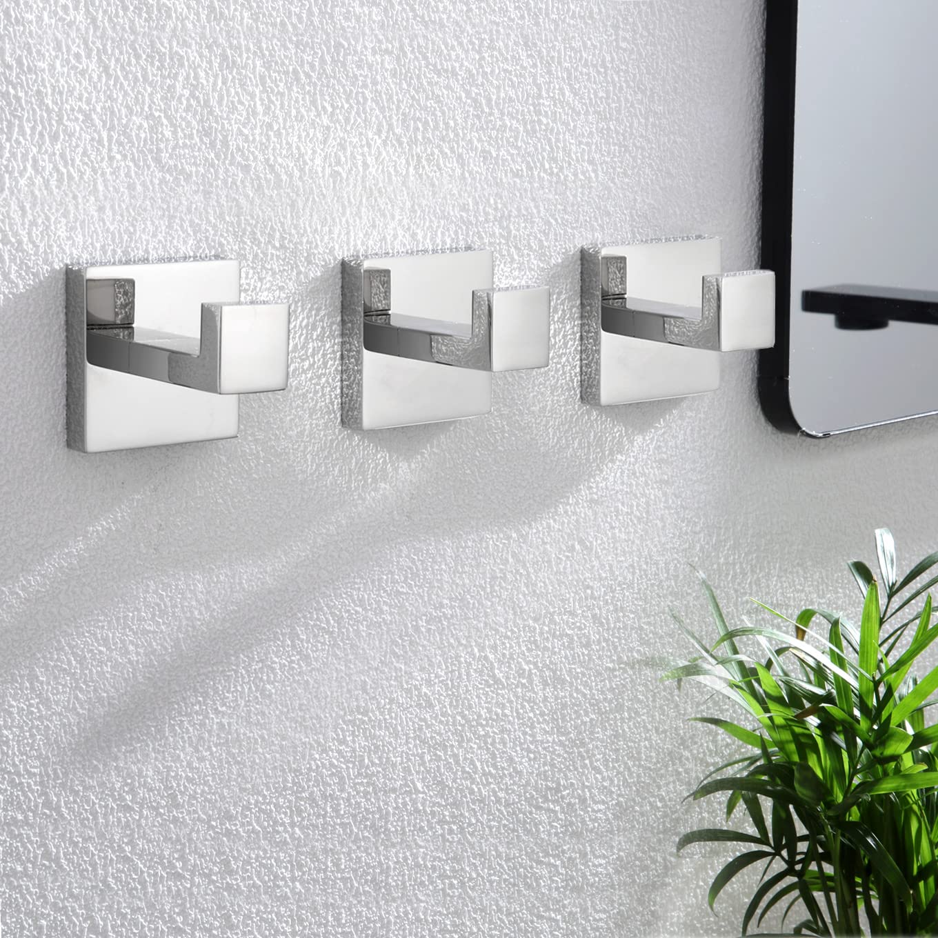 KOKOSIRI Handtuchhaken Badezimmer-Zubehör Eisenwaren Bademantel-Haken Edelstahl 3 Stück Wandhaken Küche Haushalt Poliertes Chrom B1010CH-P3
