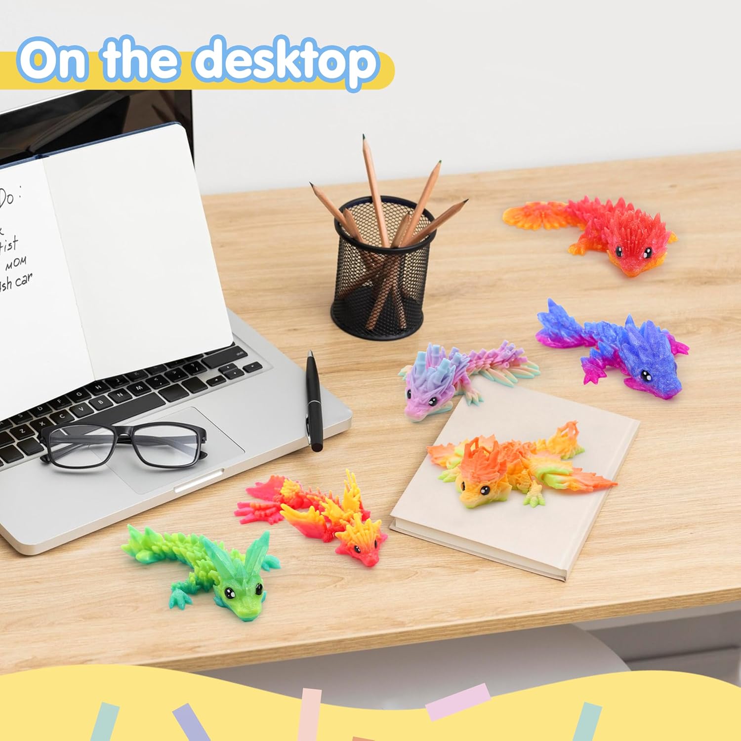 JOYIN 8 Pcs 3D Printed Dragon, 4.4" Colorful 3D Printed Flexible Articulated Dragon Fidget Toys for Valentine Home Office Desk Decor, Autism Stress Relief Fidget Toys for Kids & Adults Birthday Gift - Image 5