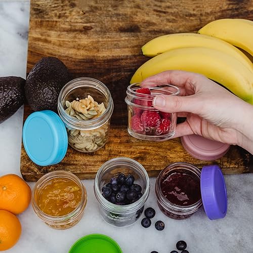 Miniatura 5 de WeeSprout Tarros de vidrio para almacenamiento de alimentos para bebés, juego de 12, tarros de comida para bebés de 4 onzas con tapas,