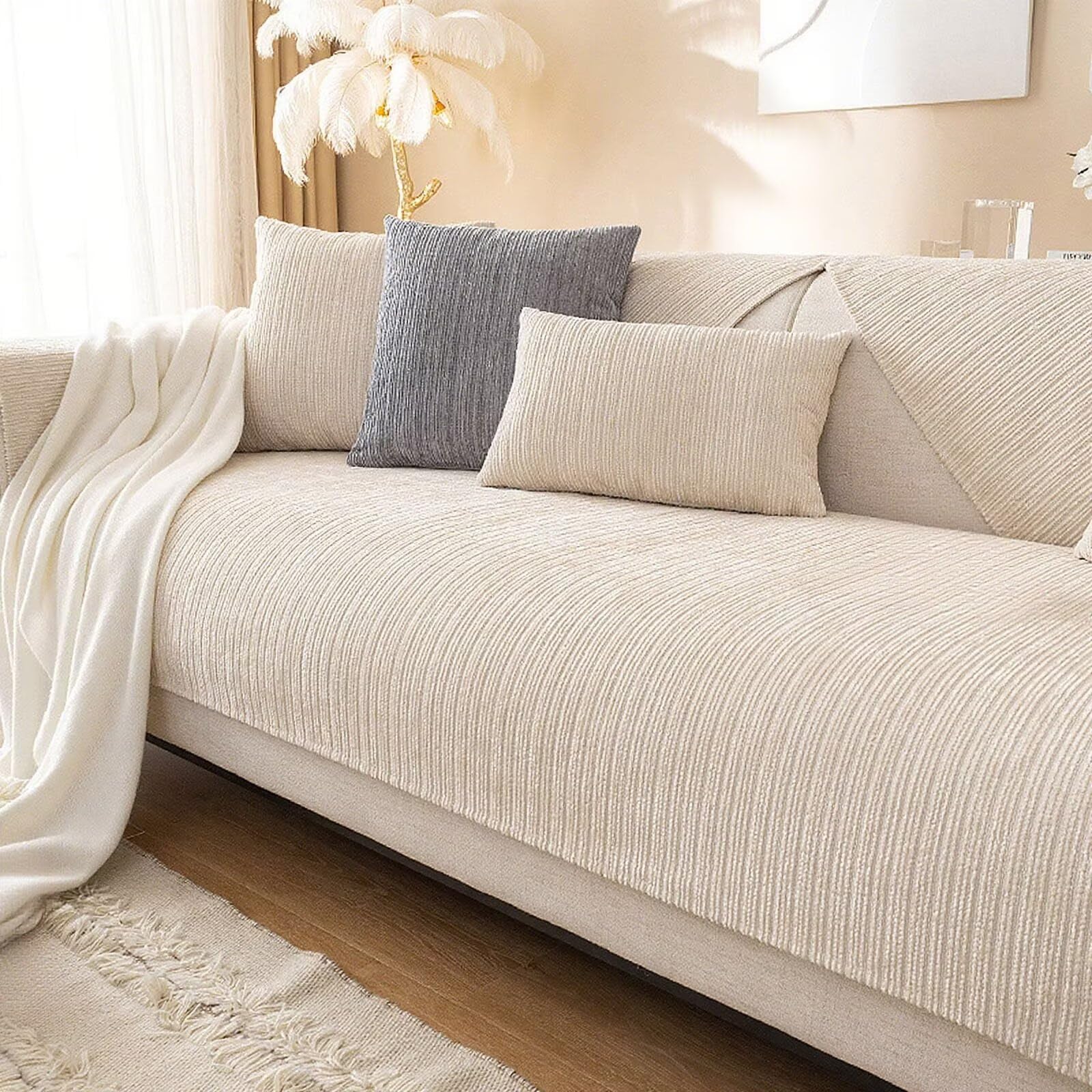 Edumov Sofa Überzug, Universal Sofaschoner rutschfeste, Waschbar Sofabezug Sofaüberwurf, Weiche Couchüberzug Überwurfdecken für L Form U Form Sektionssofa
