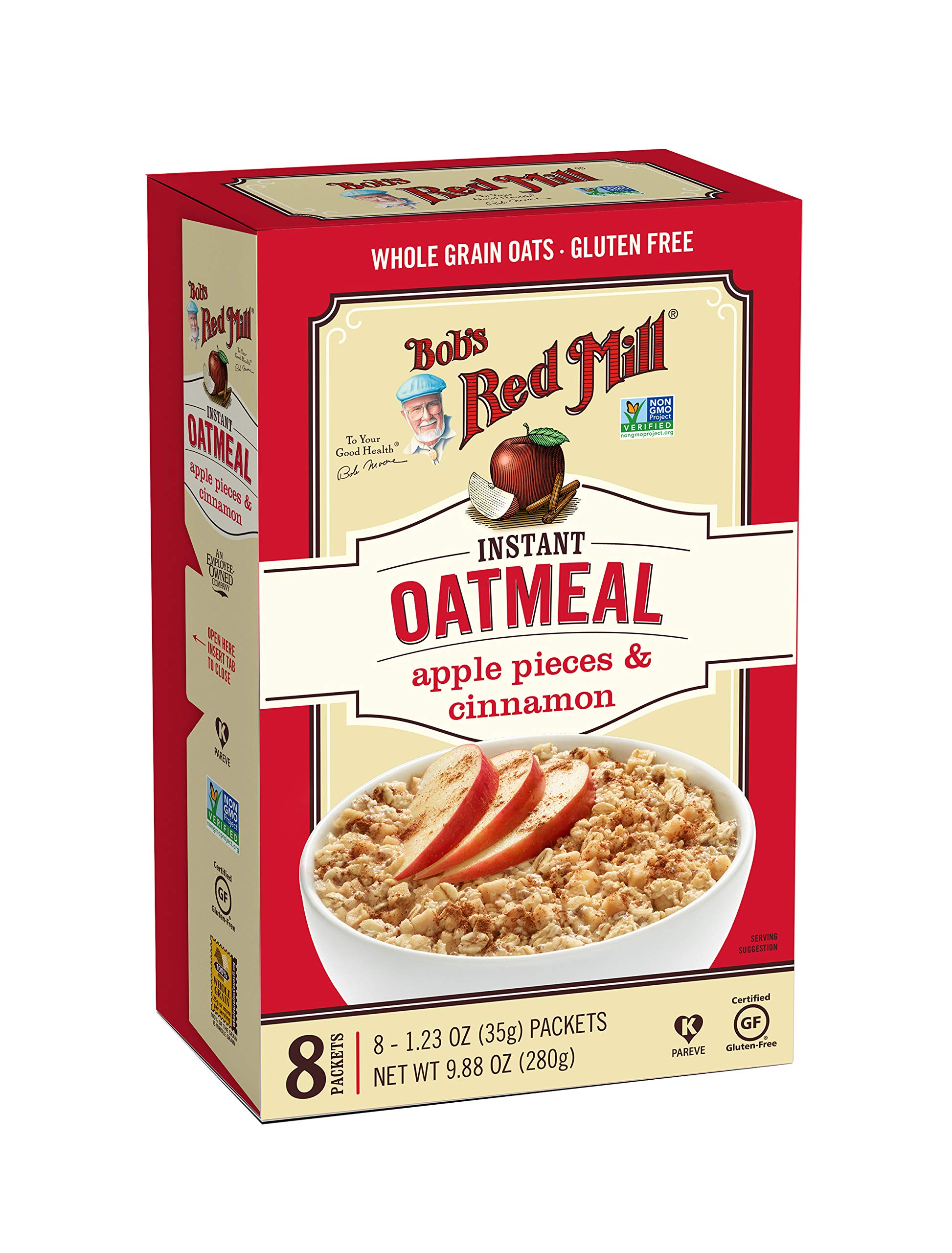 Bob's Red Mill, Instant Oatmeal Packets, Apple Pieces & Cinnamon, 8 Packets, 35g