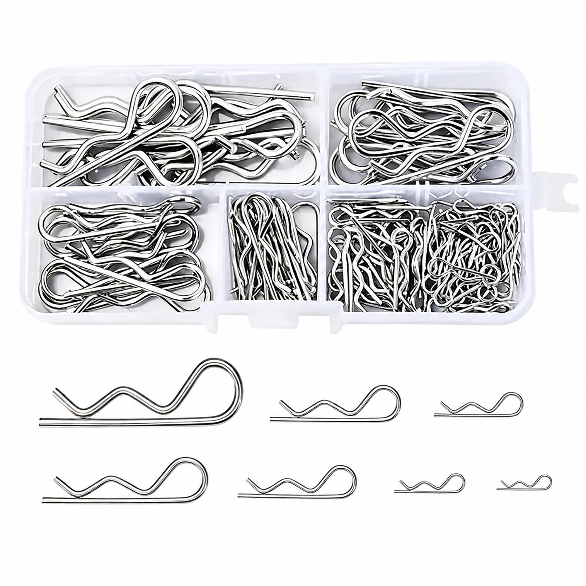 R Clips Cotter Pins Split Pin Kit – 100pcs Galvanized Stainless Steel R Clips and Cotter Pins for Automotive Car Bike Truck Lawn Garden Equipment – Durable Split Pin Tyre Valve Tool Accessories