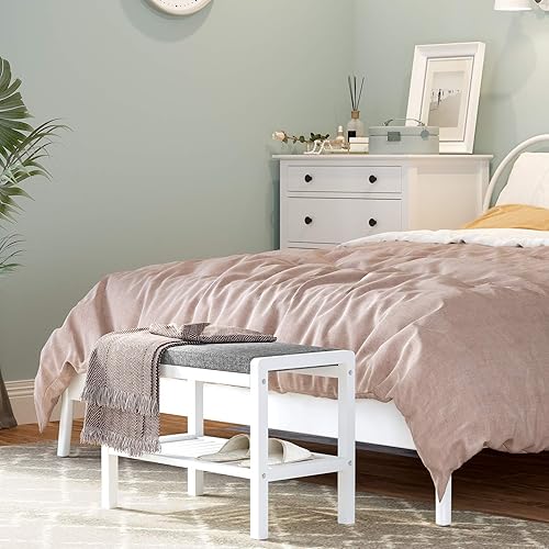 Miniatura 9 de SONGMICS Zapatero con asiento acolchado tapizado, estante de almacenamiento, organizador de zapatos, soporta hasta 350 libras, ideal para entrada,