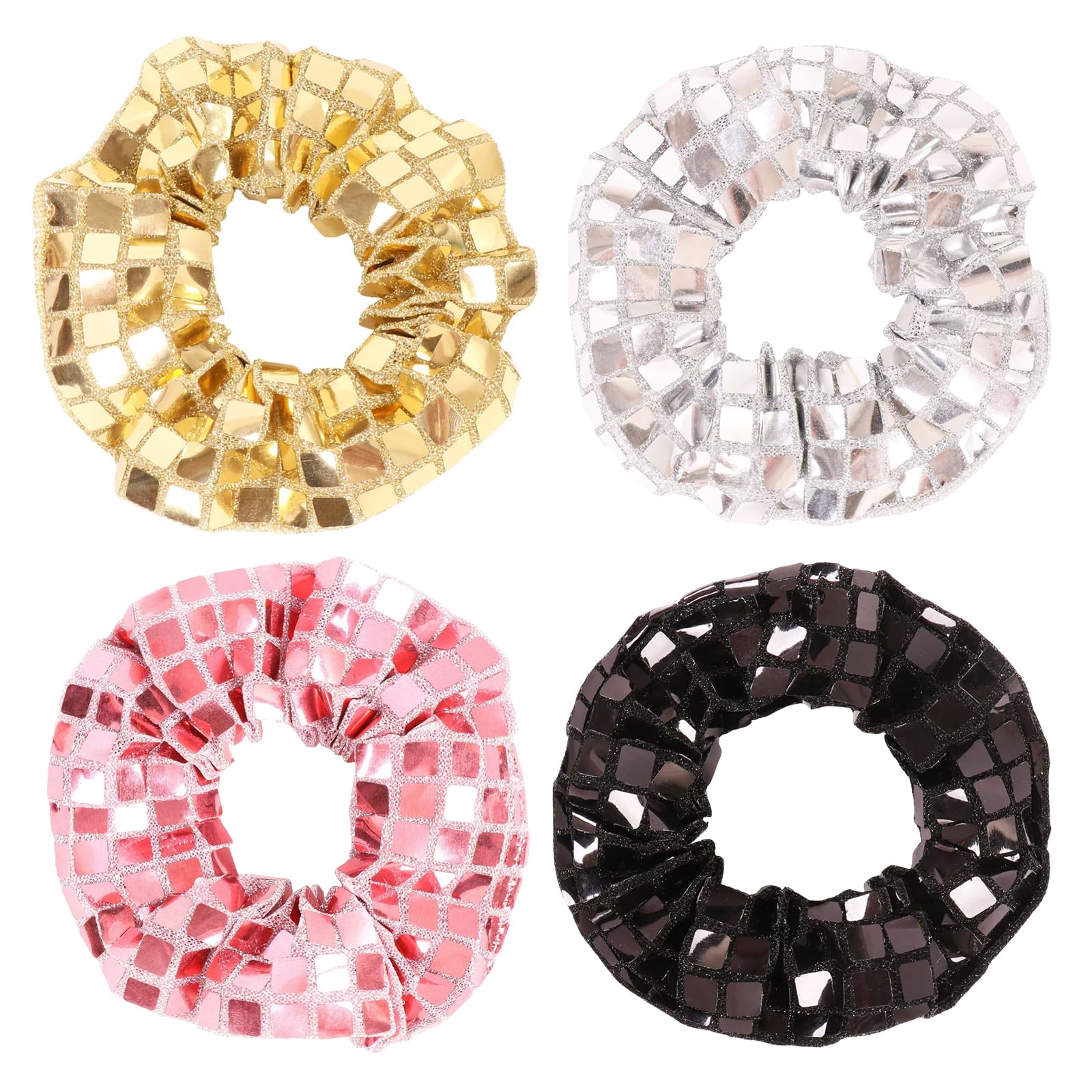 WRBAJIS Sequins Hair Scrunchies for Women Glitter Metal Hair Ties Soft Elastics Hair Bands Ponytail Holders Hair Accessories for Girls Birthday
