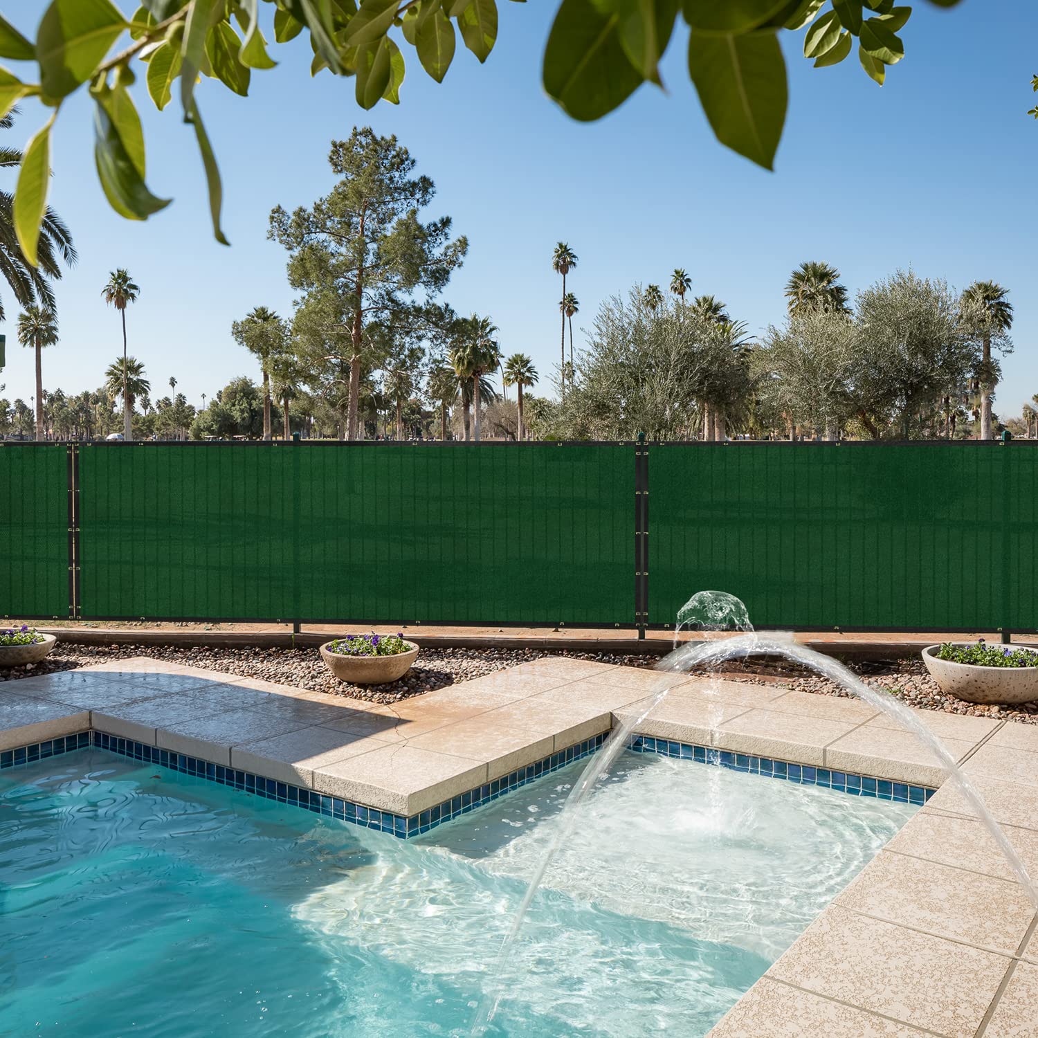 E&K Sunrise 6' x 50' Privacy Fence Screen with Grommets, Outdoor Windscreen Fence Covering Privacy Screen UV Blockage for Backyard Garden Patio, Zip Ties Included (Green)