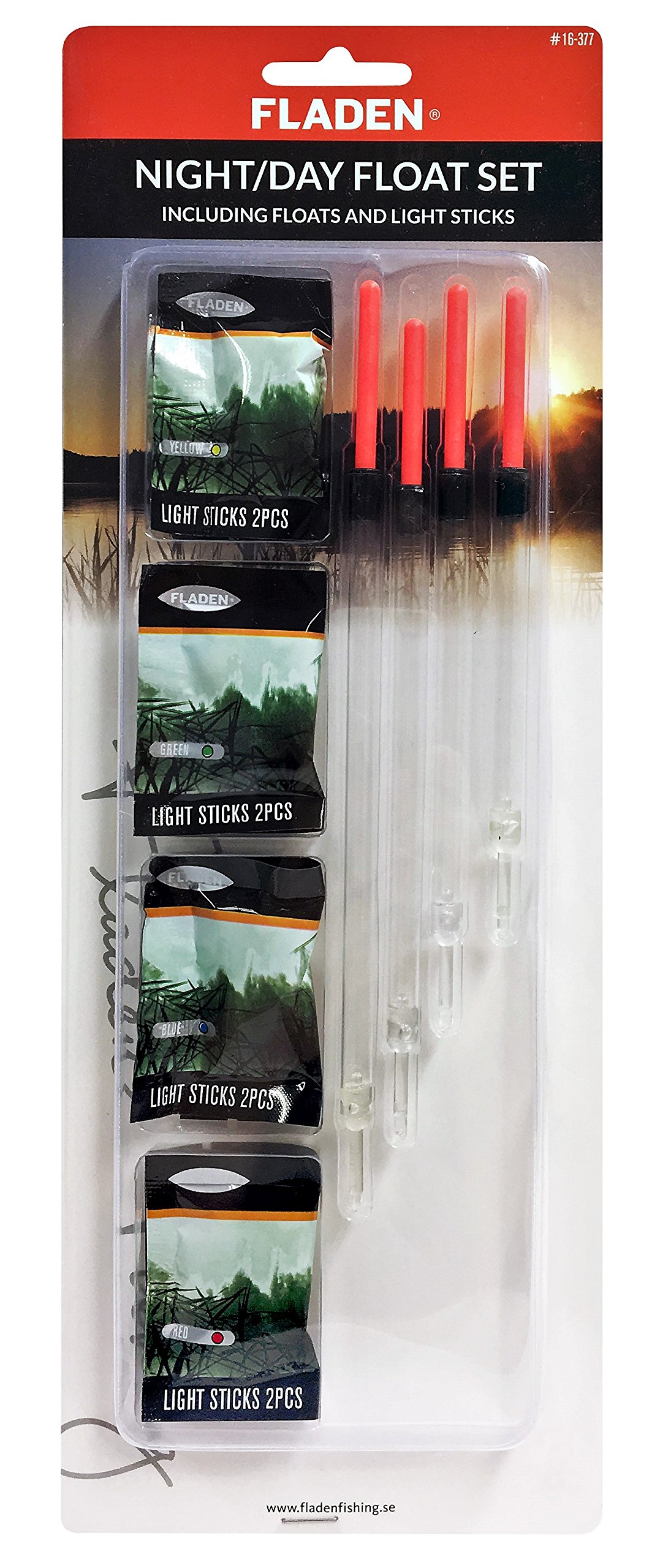 FLADENNIGHT and DAY FLOAT Set with Chemical Lights - Including Hair Rigs, Baiting Needle, Floats and Disgorger - for Freshwater Fishing [16-377]