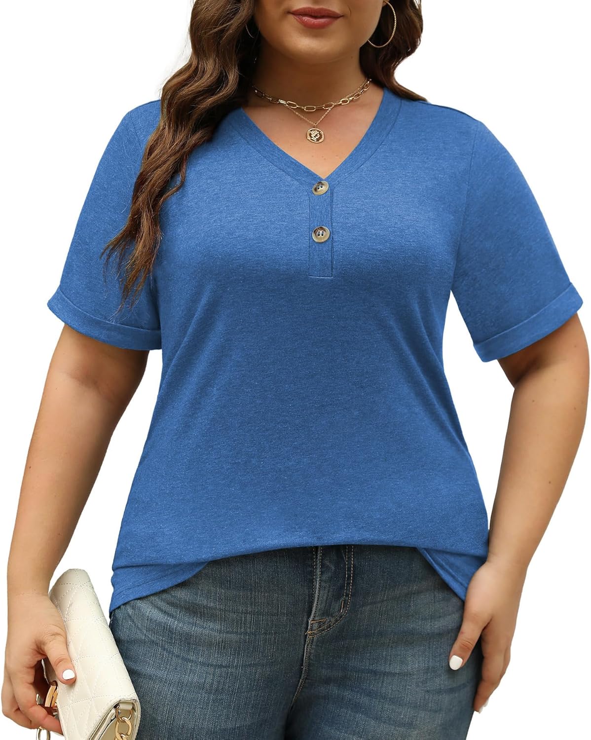 Womens Plus Size Summer Tops Trendy Button Down Shirts Business Casual Loose Tunics L-4XL - Image 2