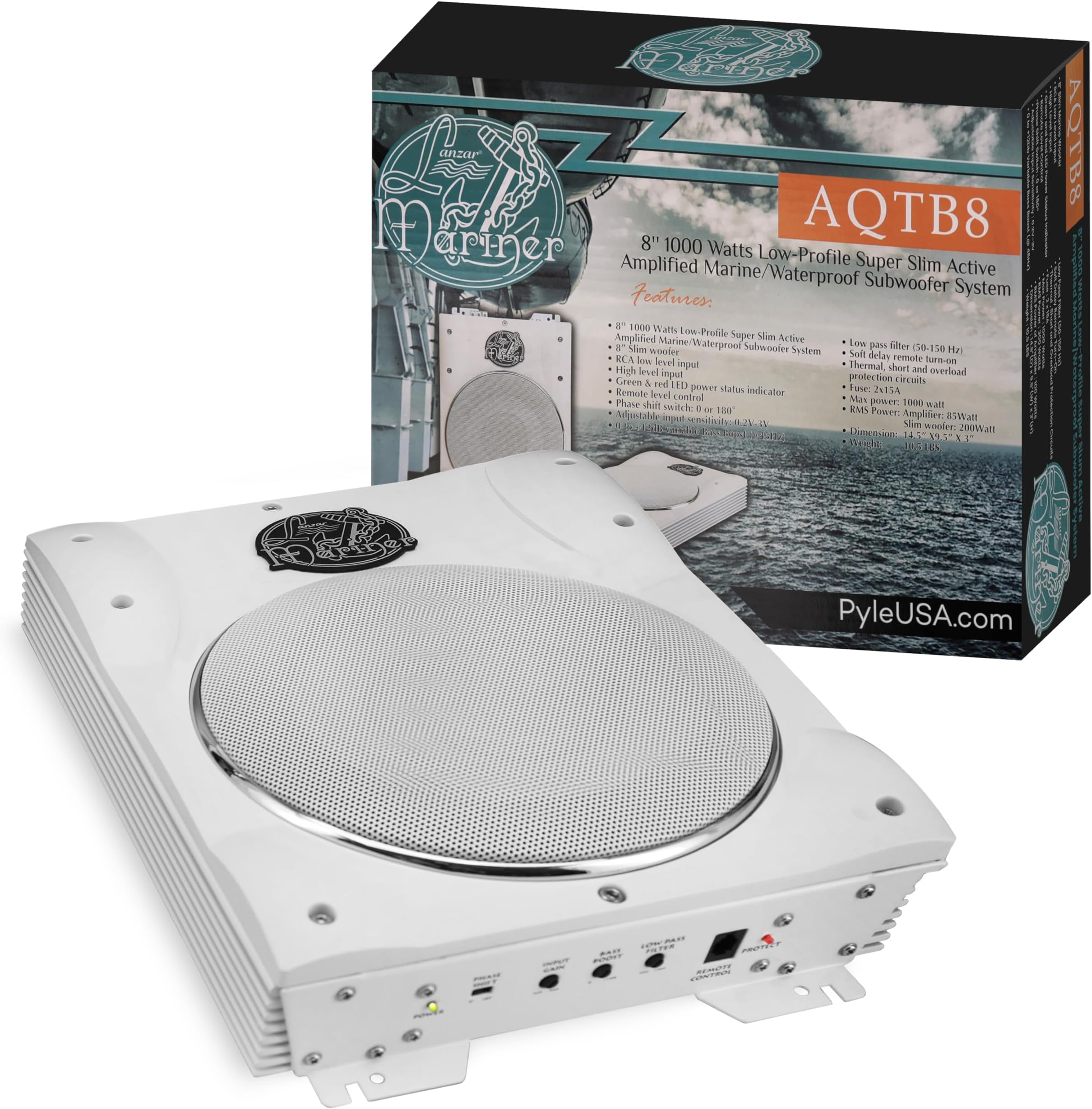 Lanzar Low Profile Marine Subwoofer System 1000 Watt 8