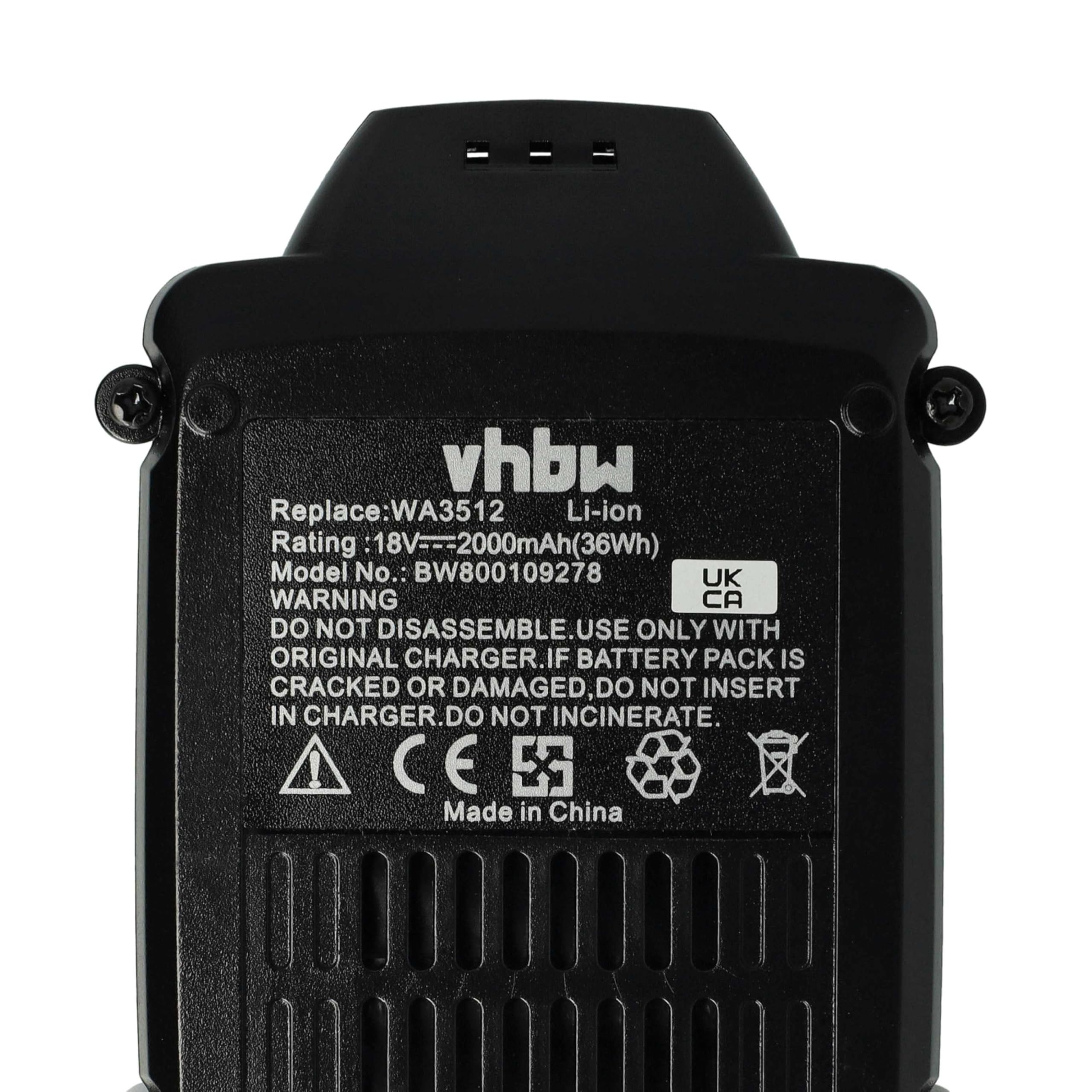 vhbw 3x akumulator pasujący do Rockwell RD2865, RD2871, RD2872, RD2873, RD2874, RK1806K2, RK1807K2 narzędzia elektryczne (2000 mAh Li-Ion 18 V)