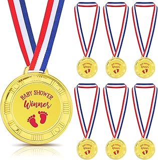 Quelay 6 Pcs Baby Shower Winner Medals with Ribbons 2.35 Inch Gold Prize...