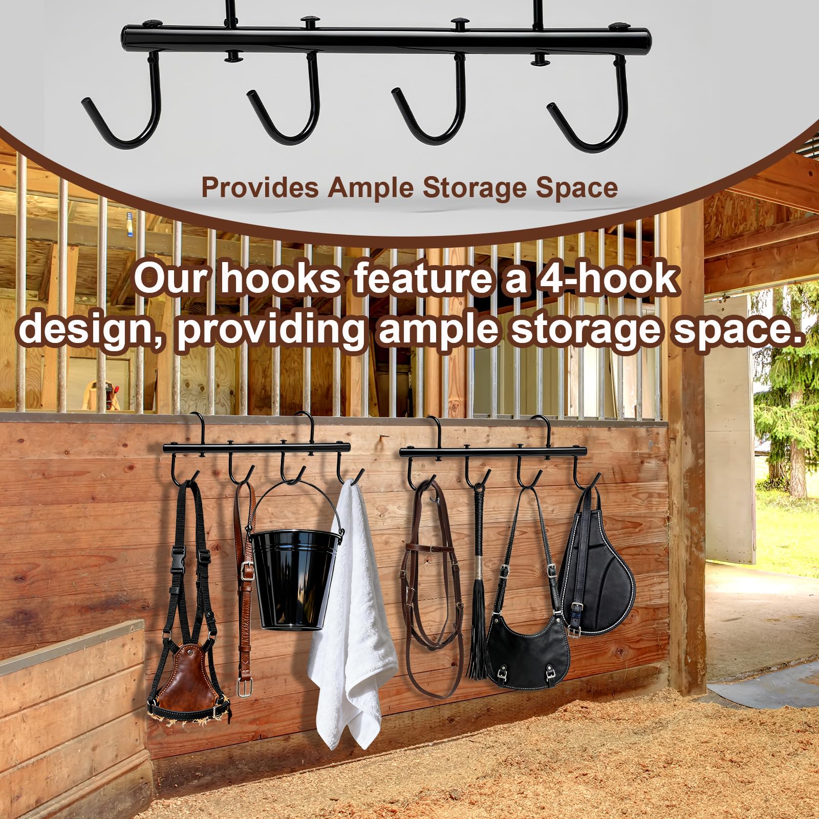 GHWMYD 2 Pcs Black Tack Rack with Swivel Hooks - Image 4