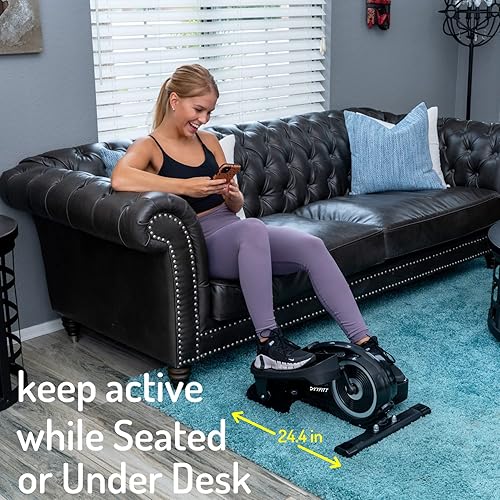 Miniatura 3 de YYFITT Bicicleta estática plegable 3 en 1 con bandas de entrenamiento de brazos, máquina elíptica debajo del escritorio con resistencia magnética