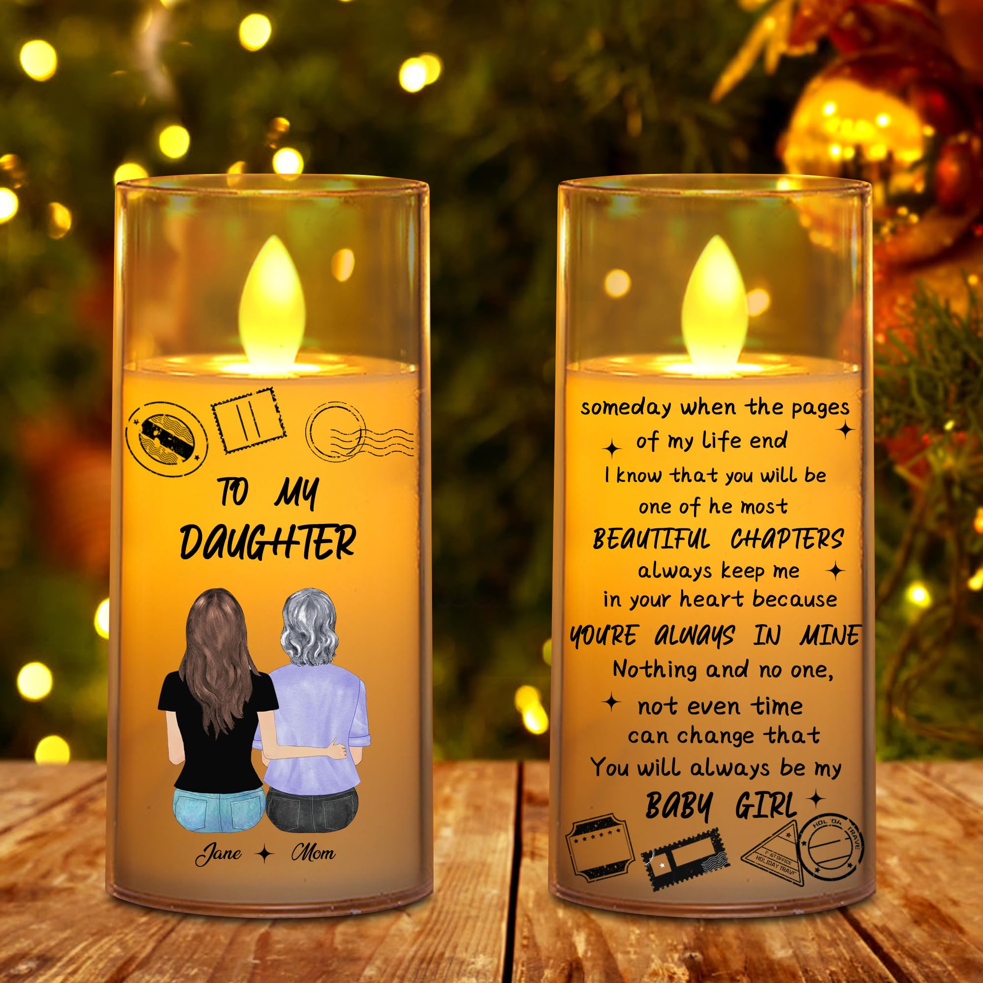 NOONATIVE to My Daughter Candle,Personalized Custom LED Flameless Candle with Name Portrait,Gift for Daughter