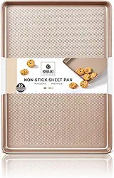 HONGBAKE - Assadeira comercial para biscoito com superfície texturizada de diamante, bandeja antiaderente de aço carbono 57% mais grossa para forno, champanhe dourado