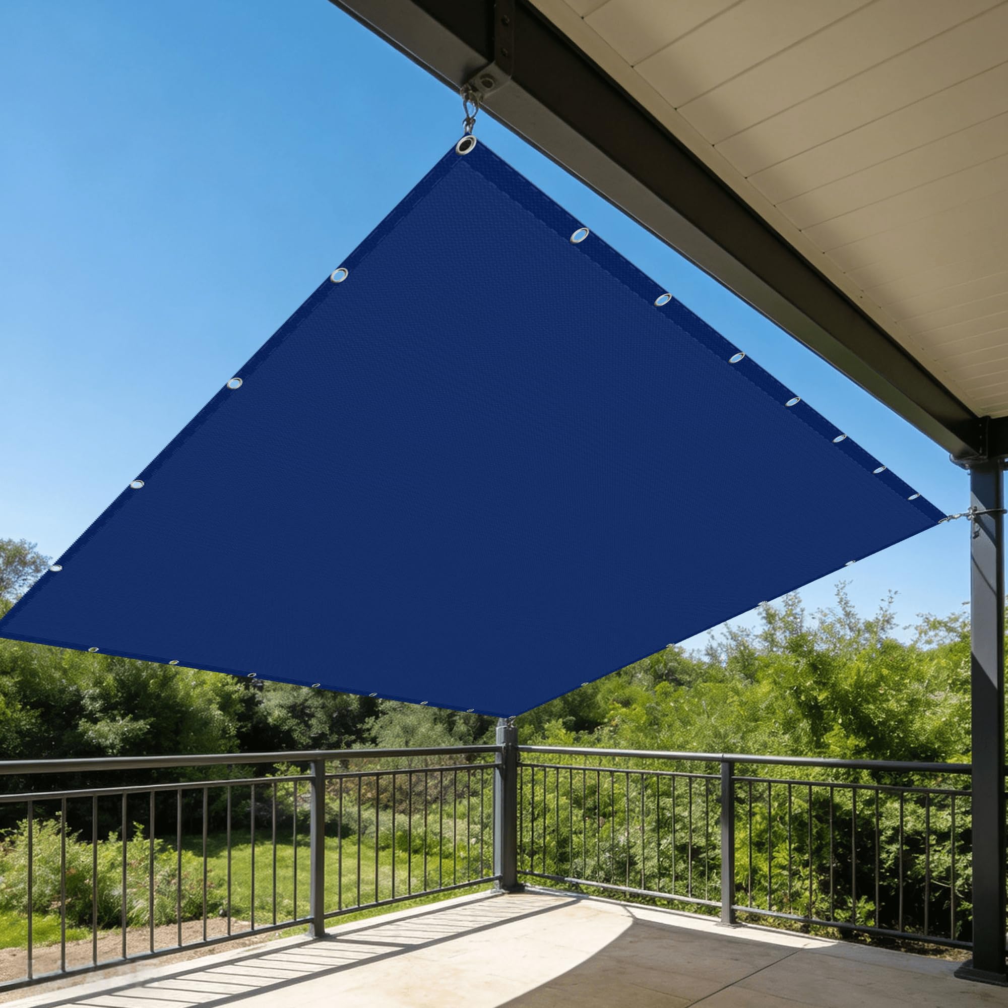 Voile d'ombrage 1.5x3.6m bleu foncé imperméable pour balcon et terrasse