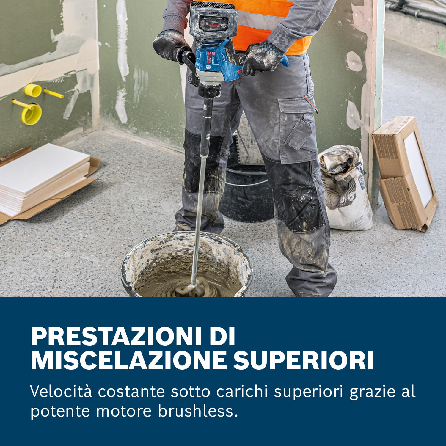 Bosch Professional 18V System Miscelatore a batteria GRW 18V-160 (incl. 1 prolunga da 7 cm (M14-M14), 2 chiavi, senza batteria/caricabatteria)
