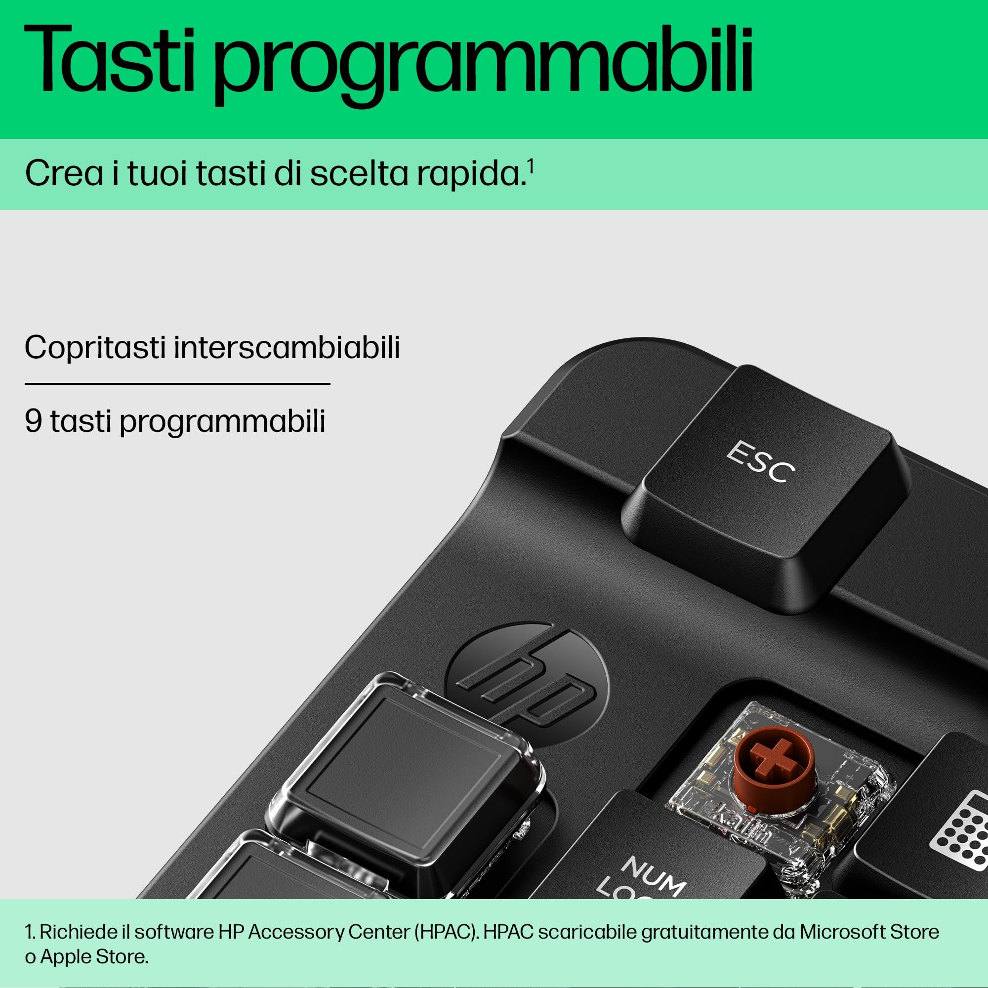 HP 430 Tastierino Programmabile Wireless, Connessione Bluetooth 5.3, 50 Milioni di Pressioni Garantite, Compatibile con Windows 10, 11, macOS e ChromeOS, Nero