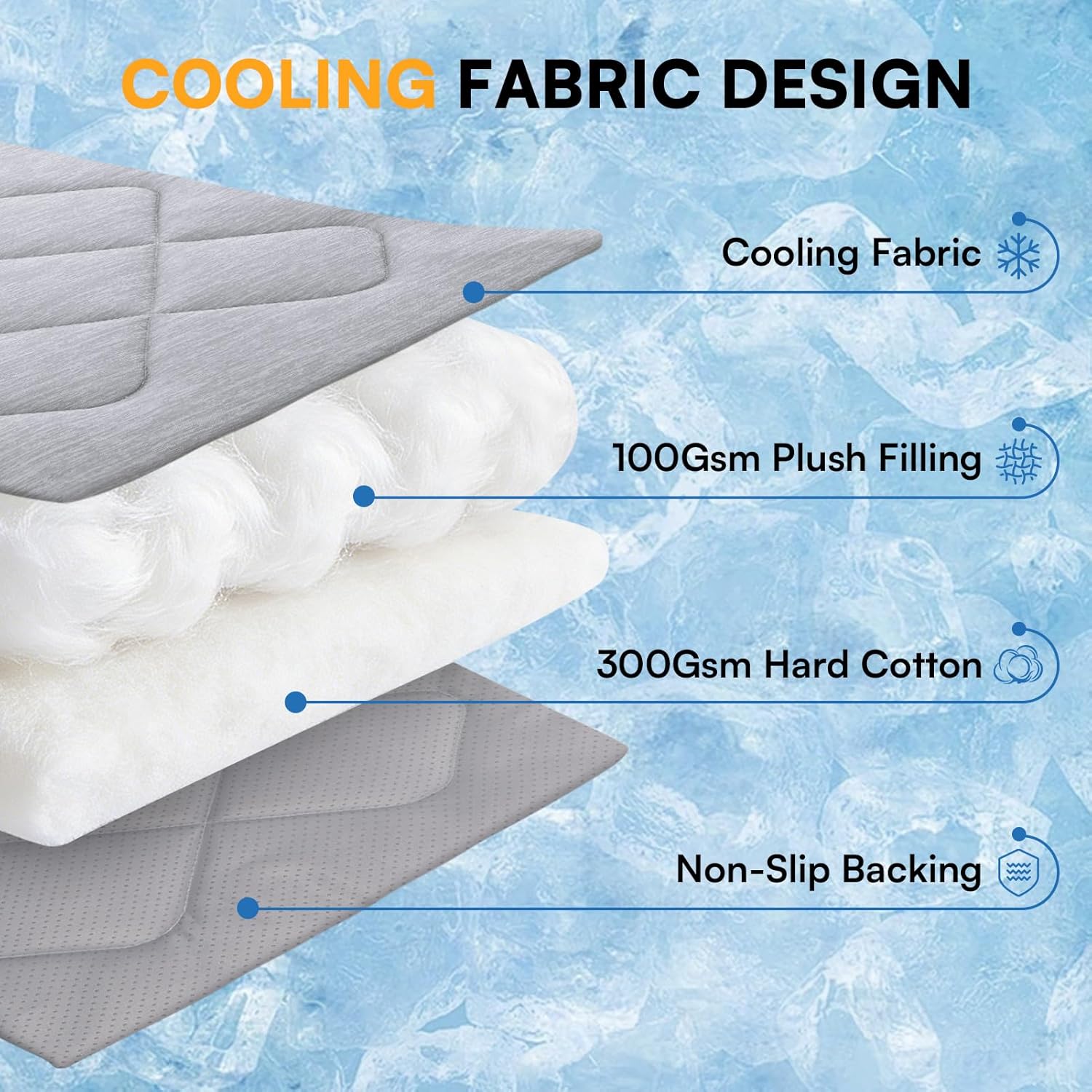 Queenmore Large Dog Cooling Mat for Dog, Portable Flat Pet Bed for Dogs and Cats, Non-Slip Summer Pet Sleeping Mat, Machine Washable, Dogs Cooling Pad Indoor (Grey Diamond, XLarge(43" x 31"))