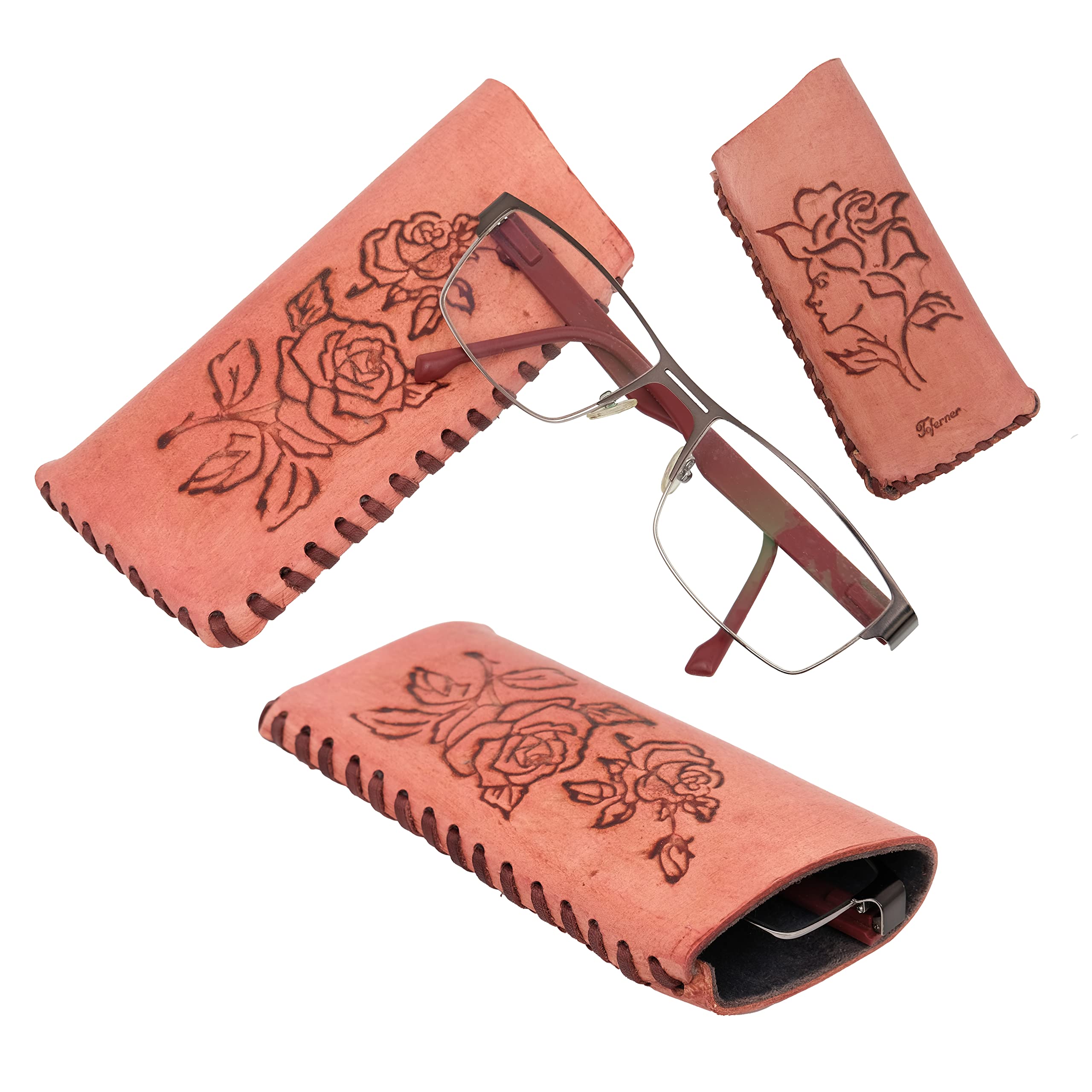 Elegantes handgefertigtes Brillenetui aus echtem Rindsleder