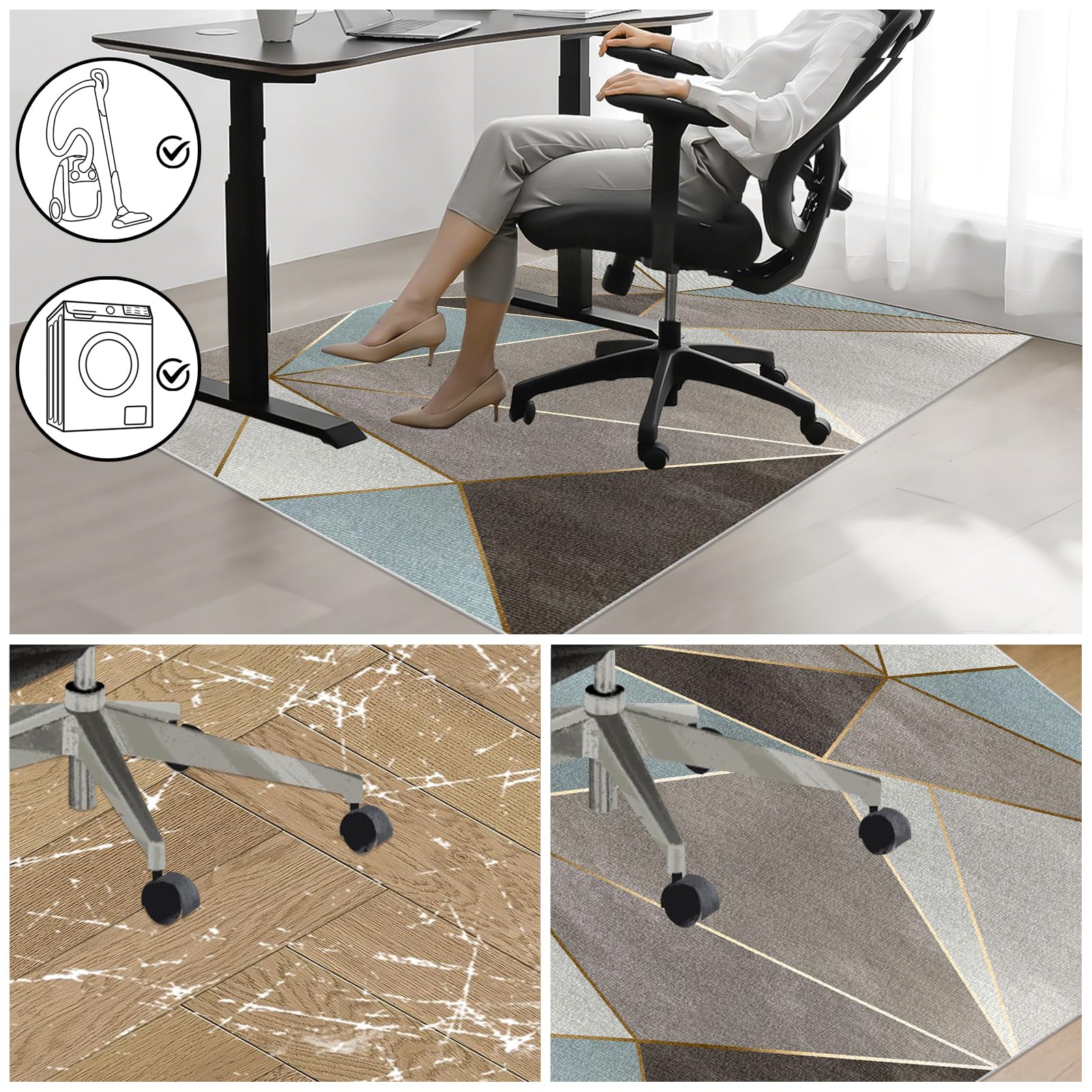 Protectora Suelo para Silla de Oficina, Antideslizante Alfombra Silla Gaming, Alfombrilla de Protección para Suelos Duros, Alfombrilla Protección para Suelos Duros, Laminado, Parqué 100 x 120 cm