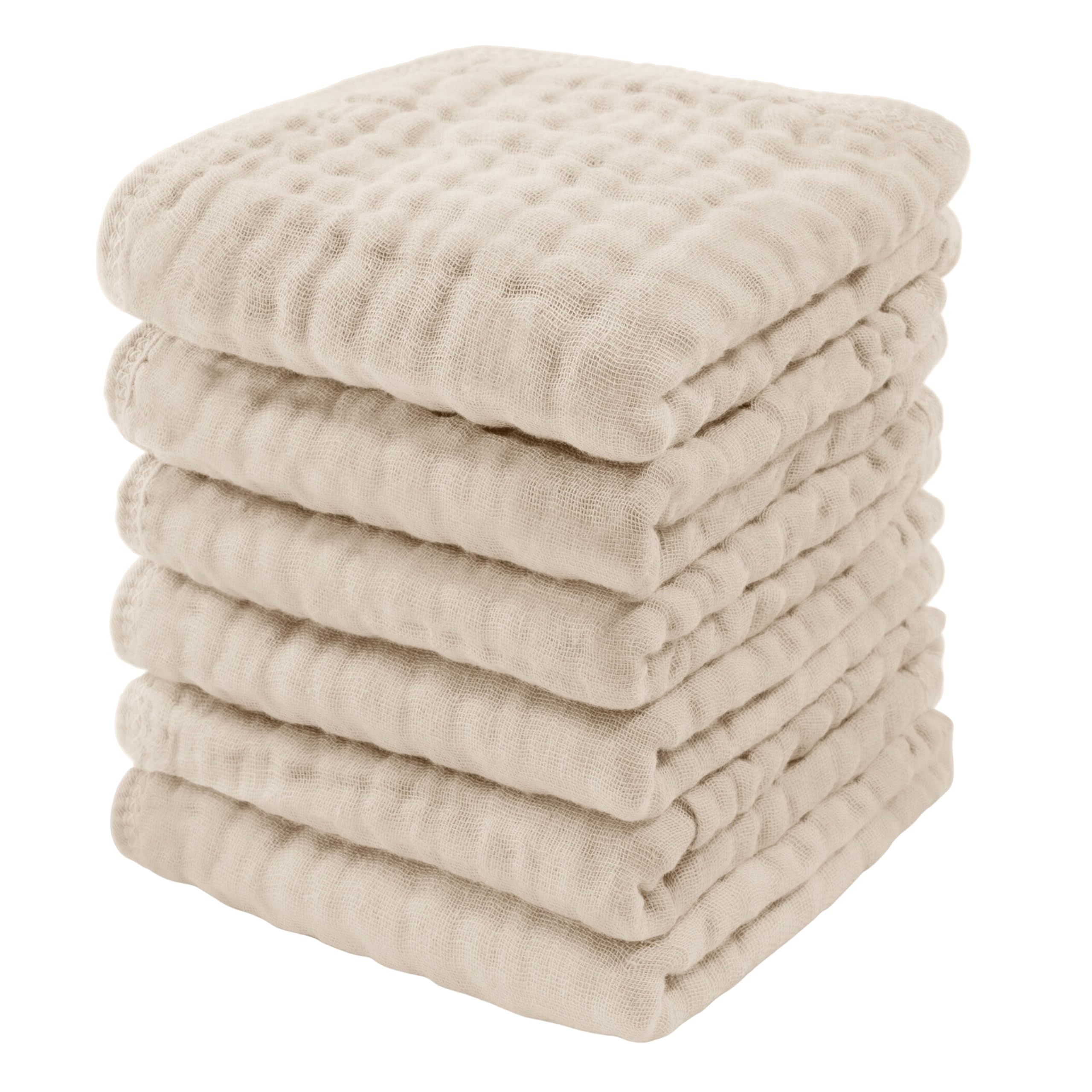 Comfy Cubs Muslin Cloths for Baby Pack of 6, Soft 6-Layer Cotton for Delicate Skin, 25 x 25 cm Large Size, Absorbent, Durable