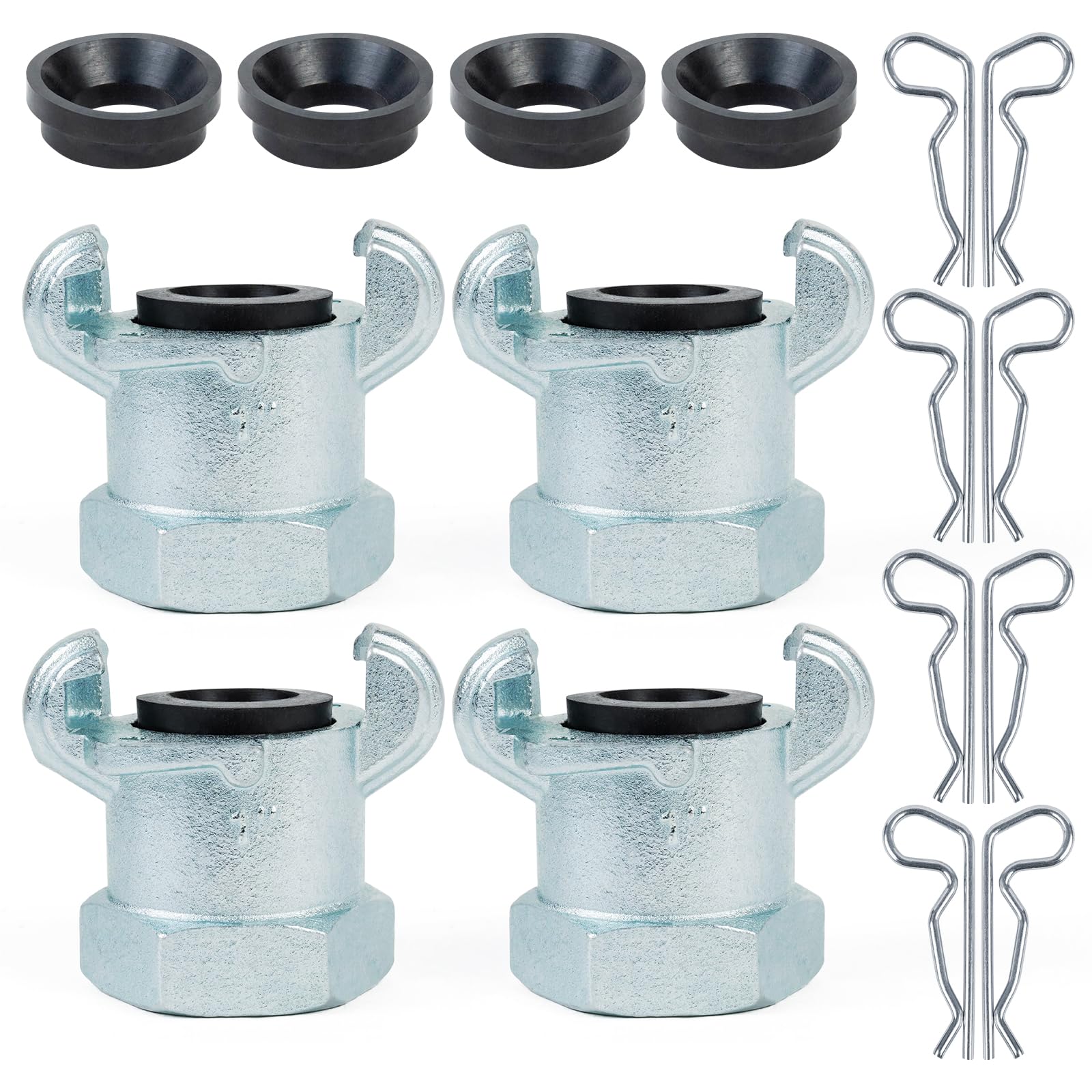 ChillWaves Iron Air Hose Fitting, 1" NPT Female 2 Lug Universal Coupling, Chicago Fitting(4-PACK)