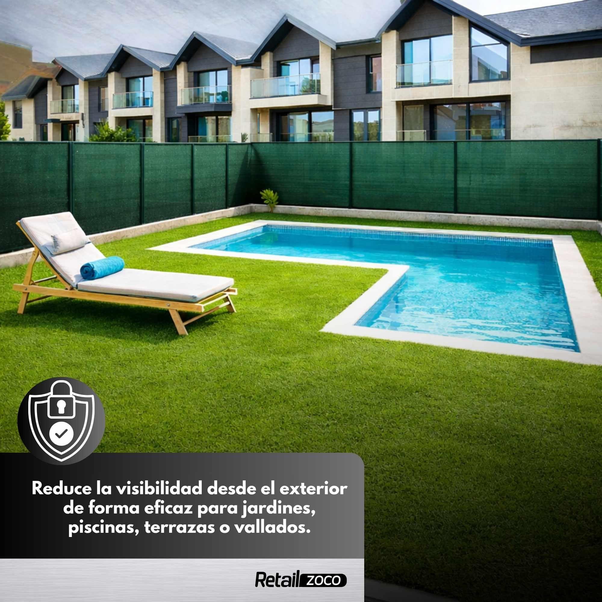 TECHZOCO Malla De Ocultación Jardín Y Sombreo, Malla pared Negra, Red de sombreo, Panel ocultación jardín, 80% de ocultación, HDPE polietileno de alta densidad, 2 Metros alto x 5 Metros largo, Verde