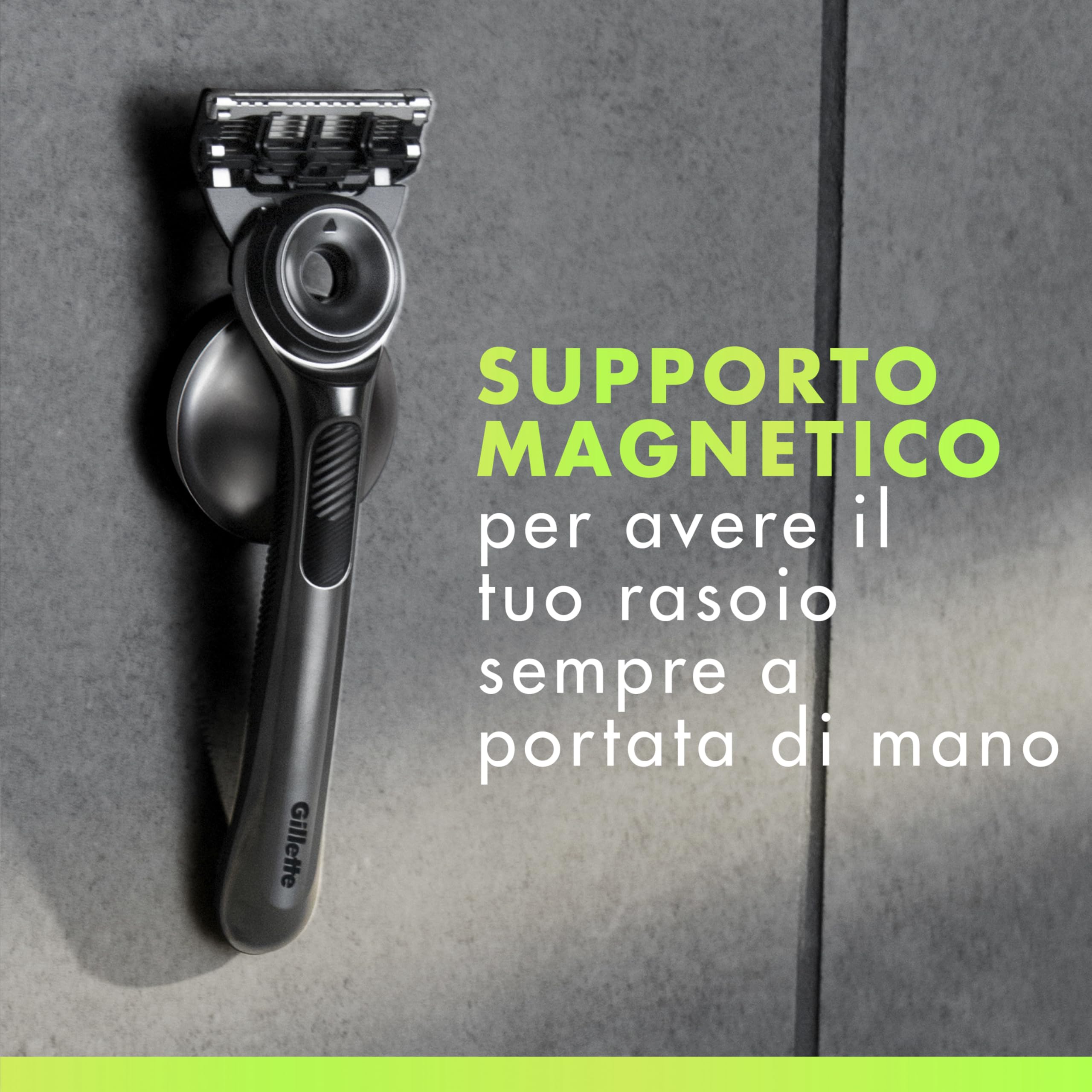 Gillette Labs Rasoio A Mano Libera Con Barra Esfoliante e Lamette di Ricambio, 1 Manico + 5 Lamette Gillette Labs Di Ricambio, Include Gancio Da Parete e Custodia Da Viaggio