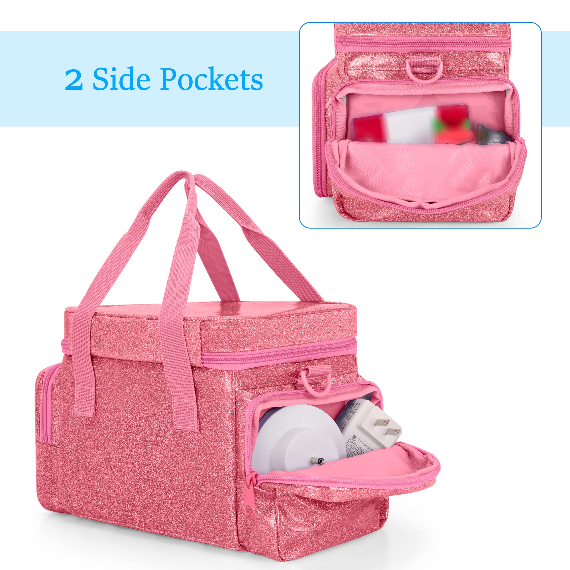 Sac de Transport Compatible Tonie 2/1 Rose, Sac de Rangement pour Lecteur Audio avec Poignée et Bandoulière