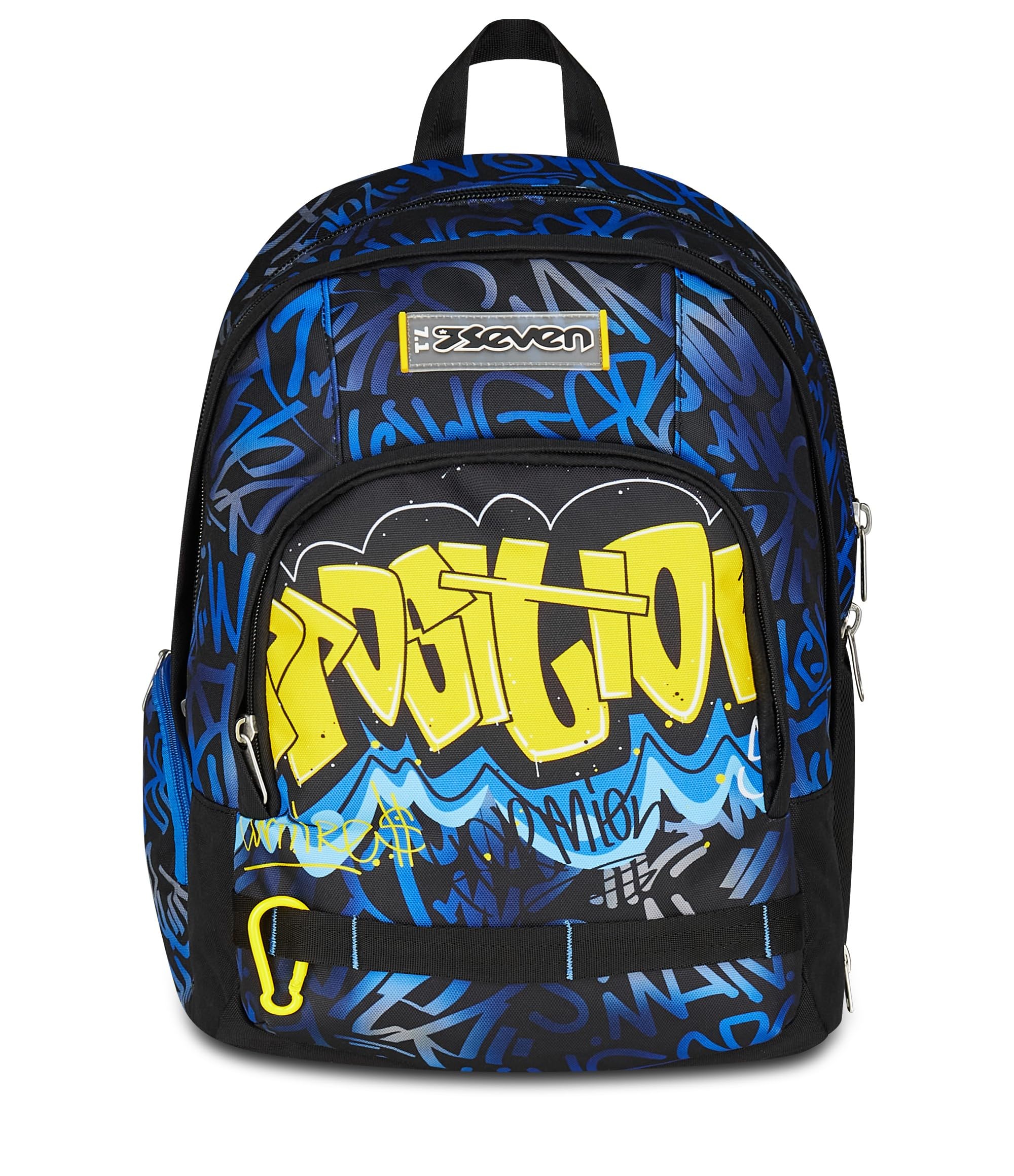 Seven Zaino Scuola Media Ragazzo, Scuola Elementare, Dual Detach, Scomparto PC, Tasca Borraccia, Zainetto staccabile, blu