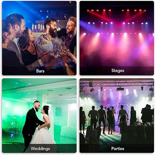 Miniatura 7 de CO-Z Luces LED de escenario DMX, 8 unidades de 18 x 3 W RGB Par Can Paquete de luces con controlador DMX activado por sonido Iluminación de efecto