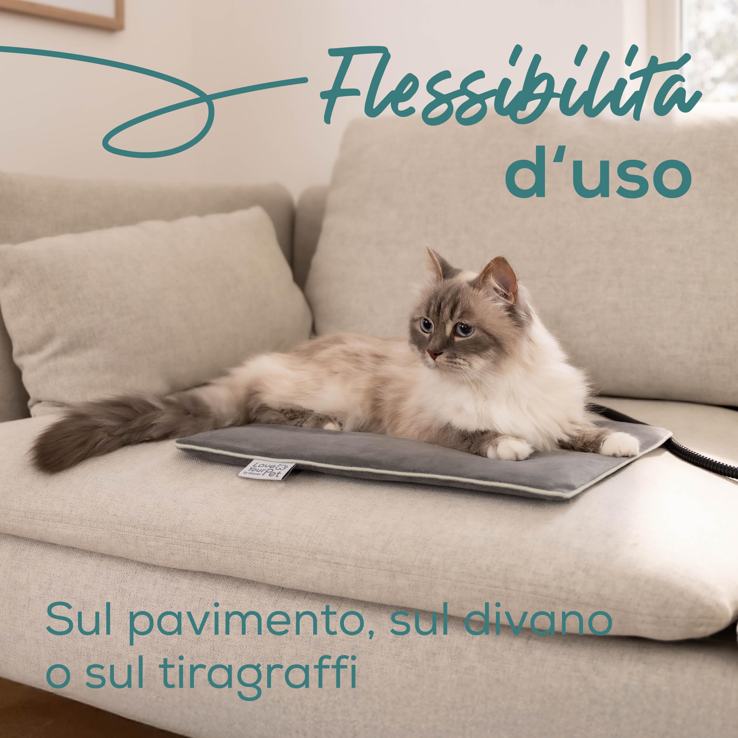 Beurer Love Your Pet Tappetino riscaldante "Lilli" per Cani e Gatti, taglia S, con Timer, termoforo piccolo per animali domestici, lavabile a 30 °C, resistente ai graffi e impermeabile, 41 x 34 cm